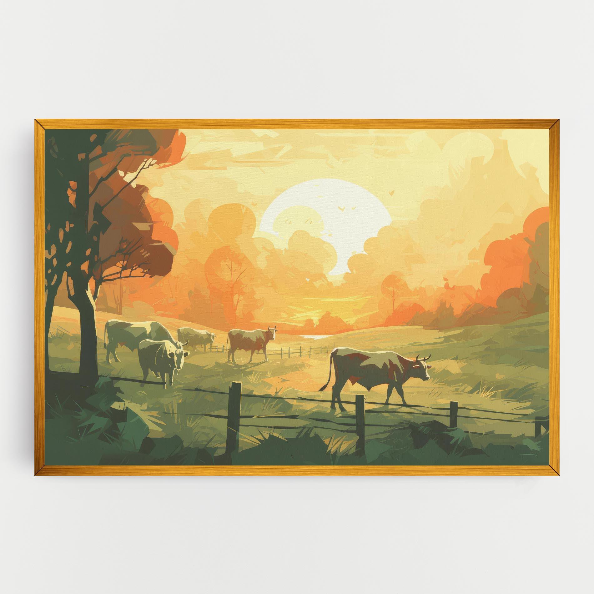 Картина на платно Cows Grazing mockup 0