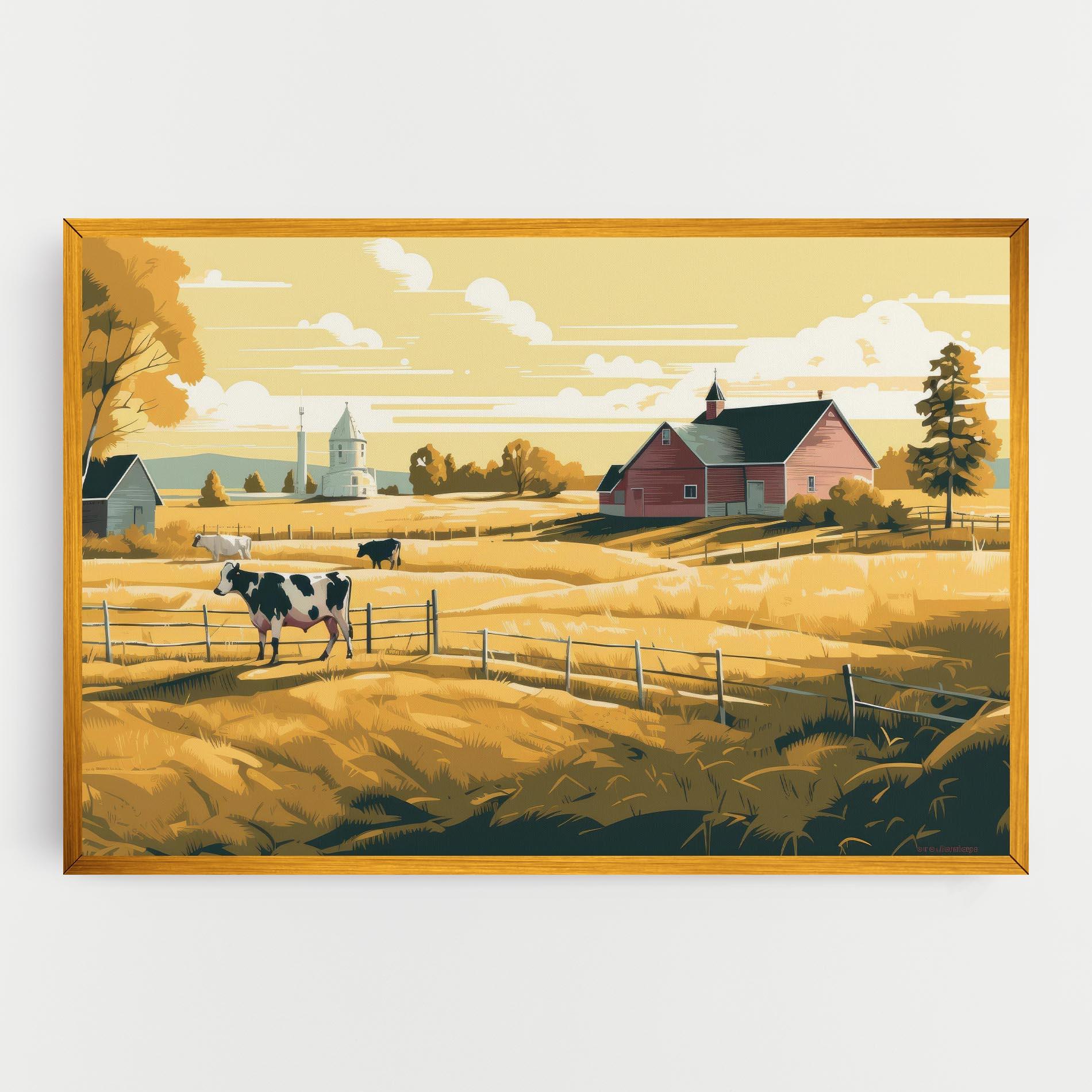 Картина на платно Cows Sunlight Farm mockup 0