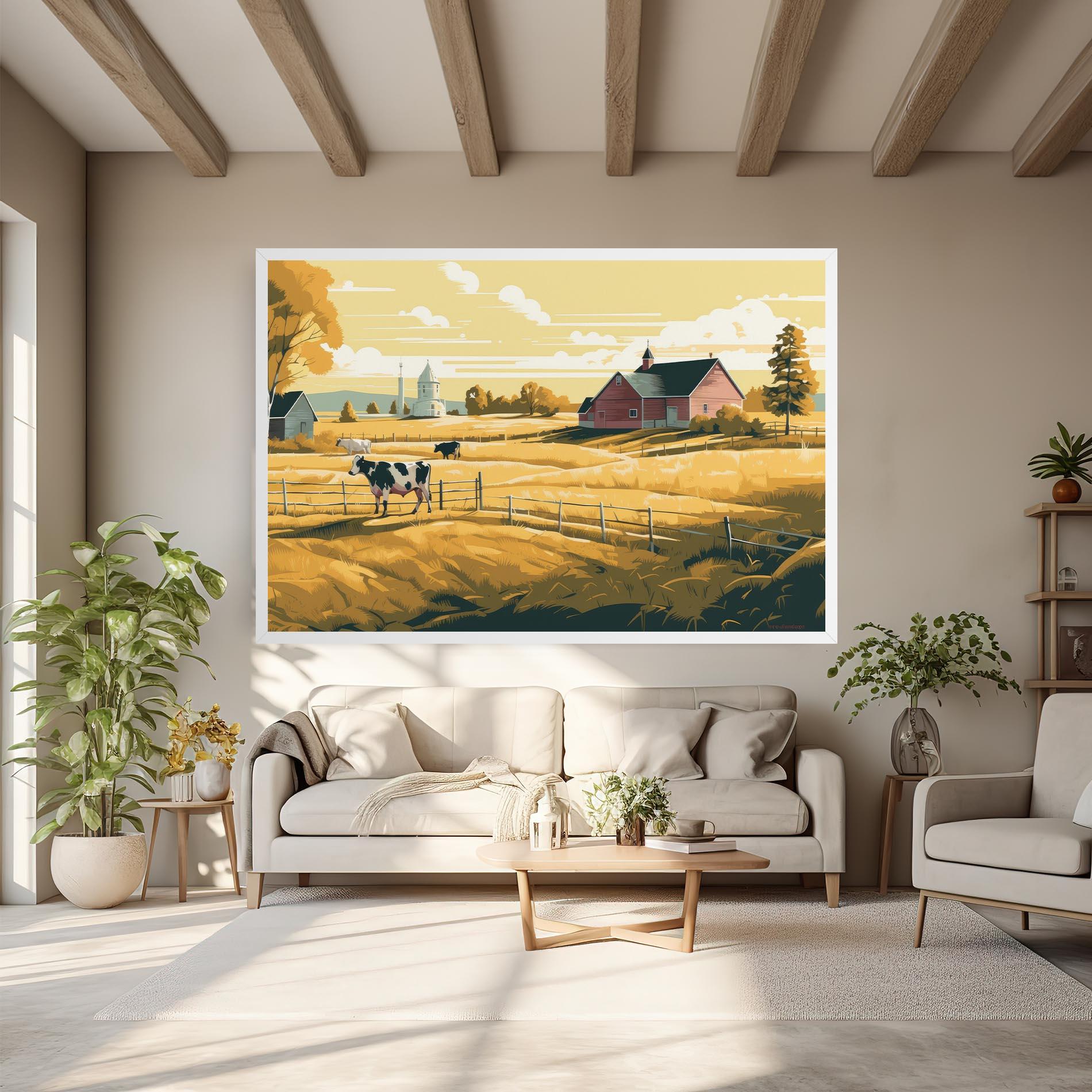 Картина на платно Cows Sunlight Farm mockup 6