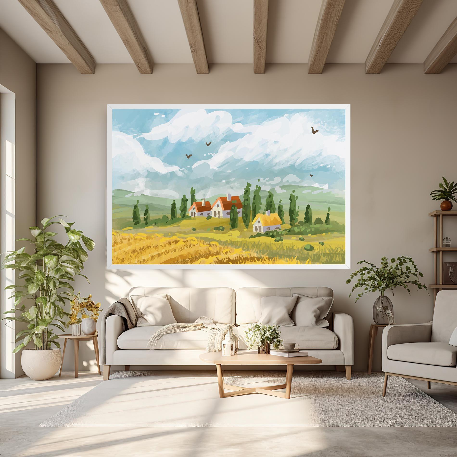 Картина на платно Orange Yellow House mockup 6