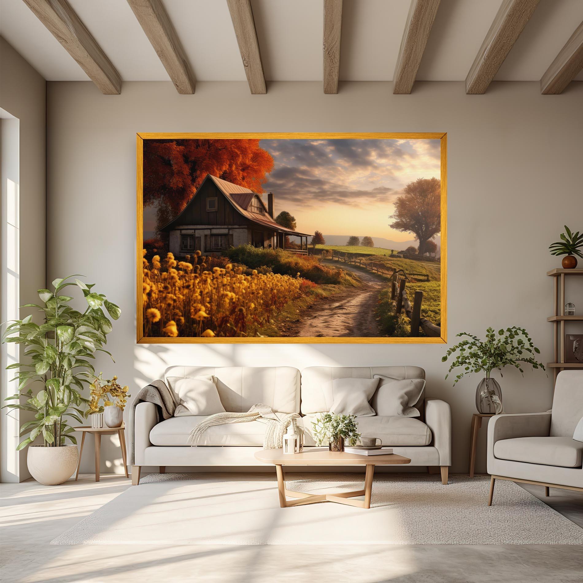 Картина на платно Autumn Farm House mockup 6