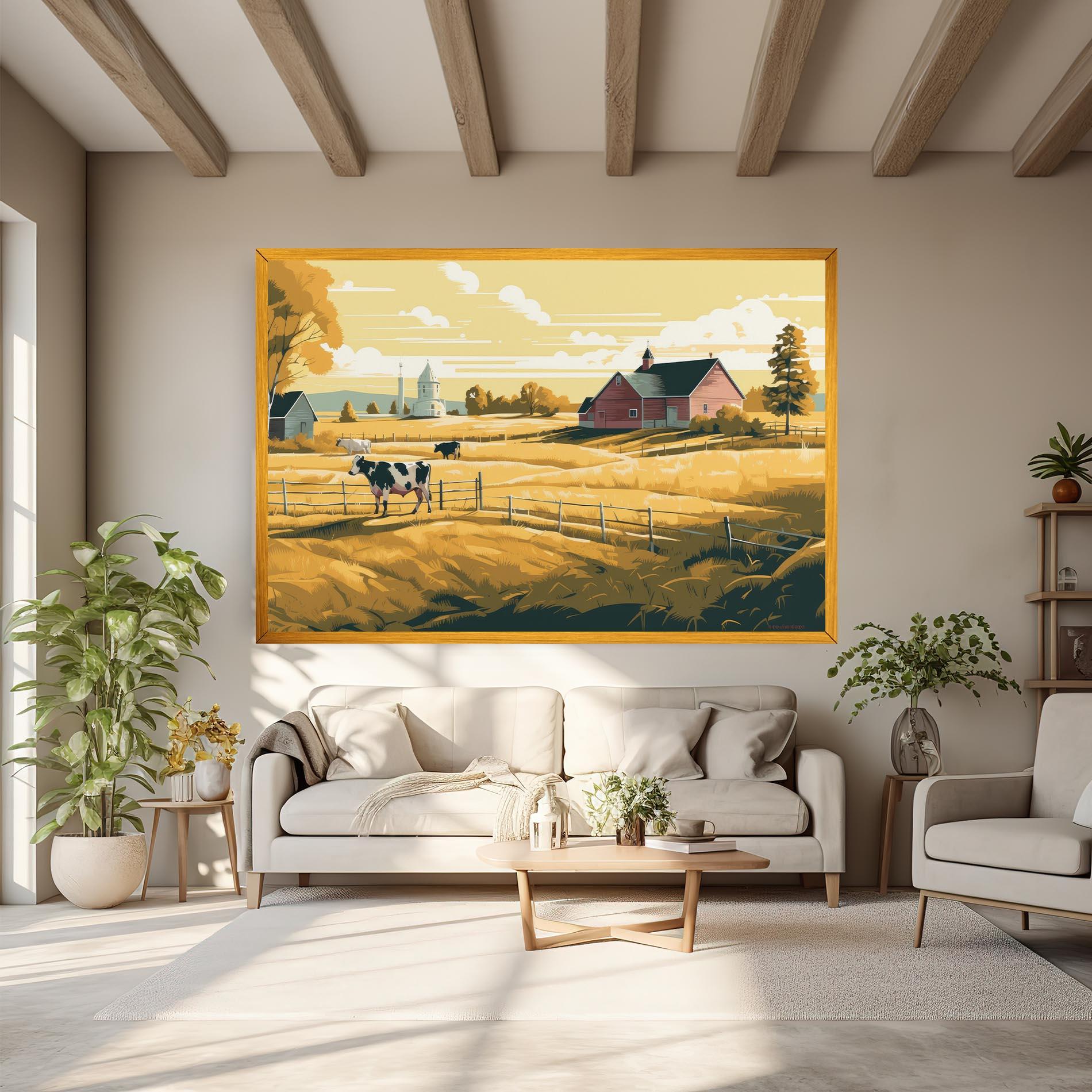 Картина на платно Cows Sunlight Farm mockup 6