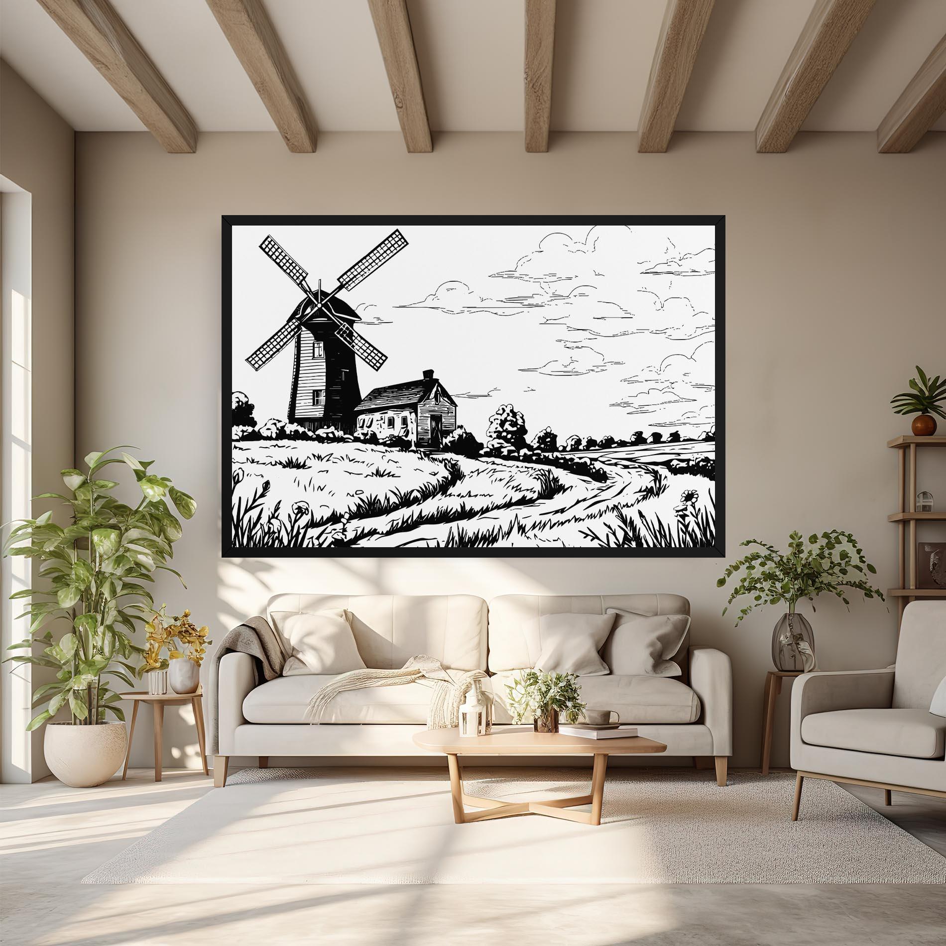 Картина на платно Black Line Wheat mockup 6