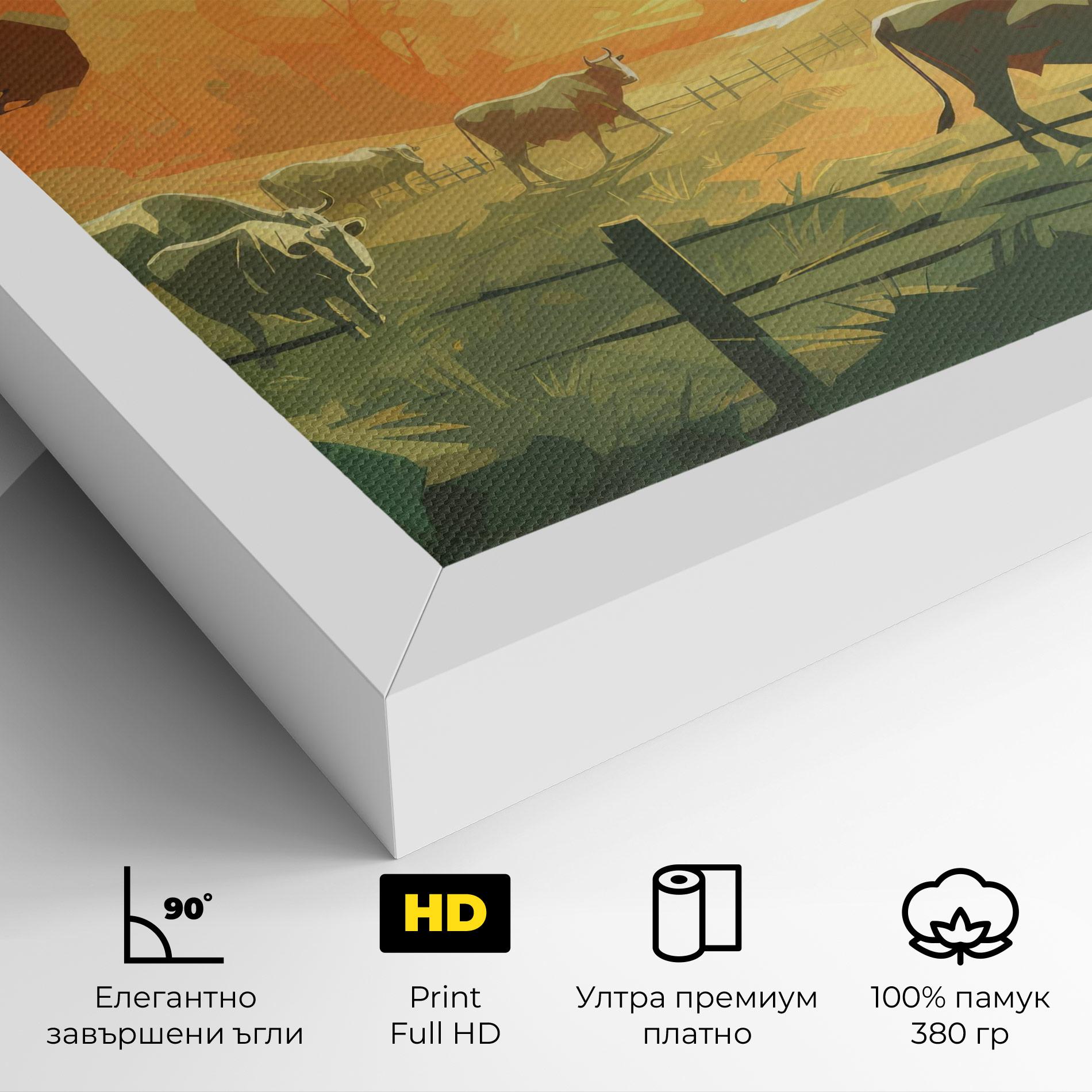 Картина на платно Cows Grazing mockup 4