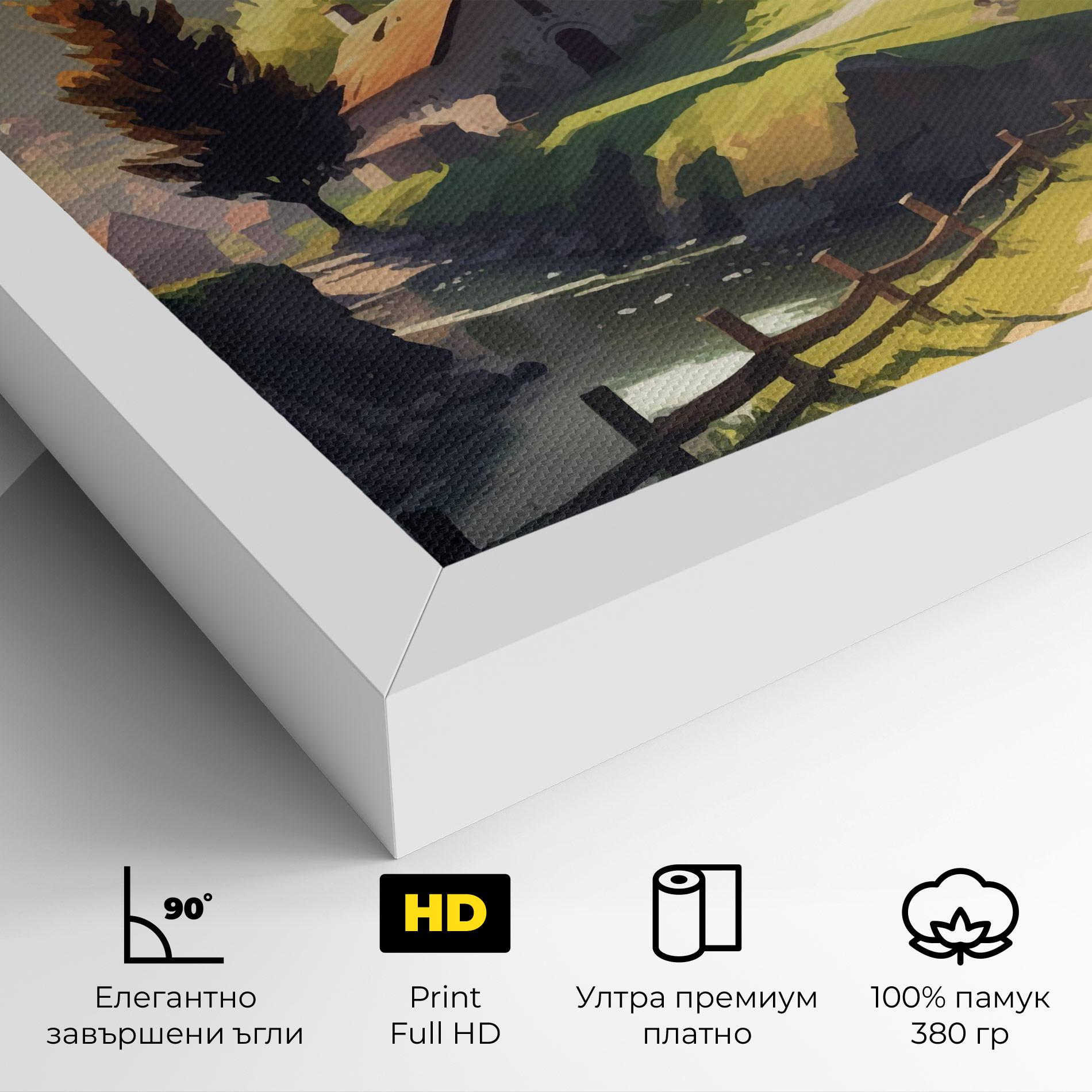 Картина на платно Village Church Art mockup 4