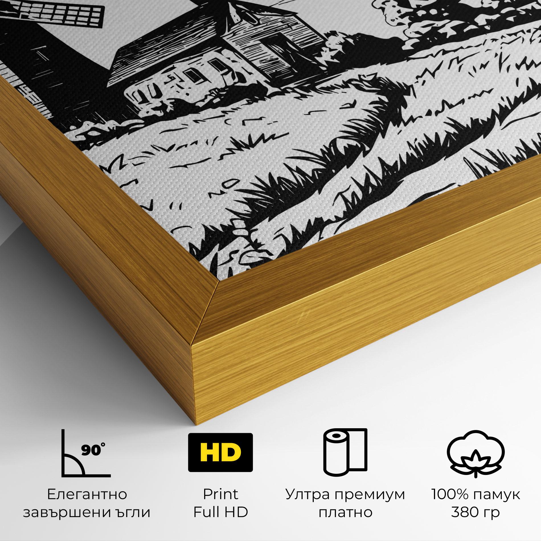 Картина на платно Black Line Wheat mockup 4