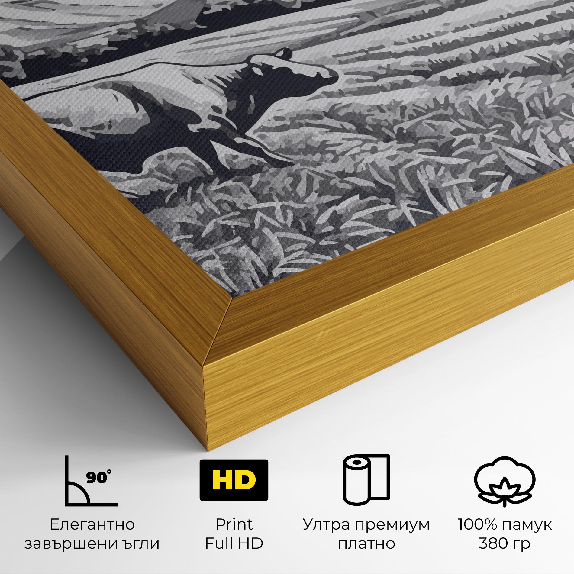 Картина на платно Cow Grey Ink mockup 4