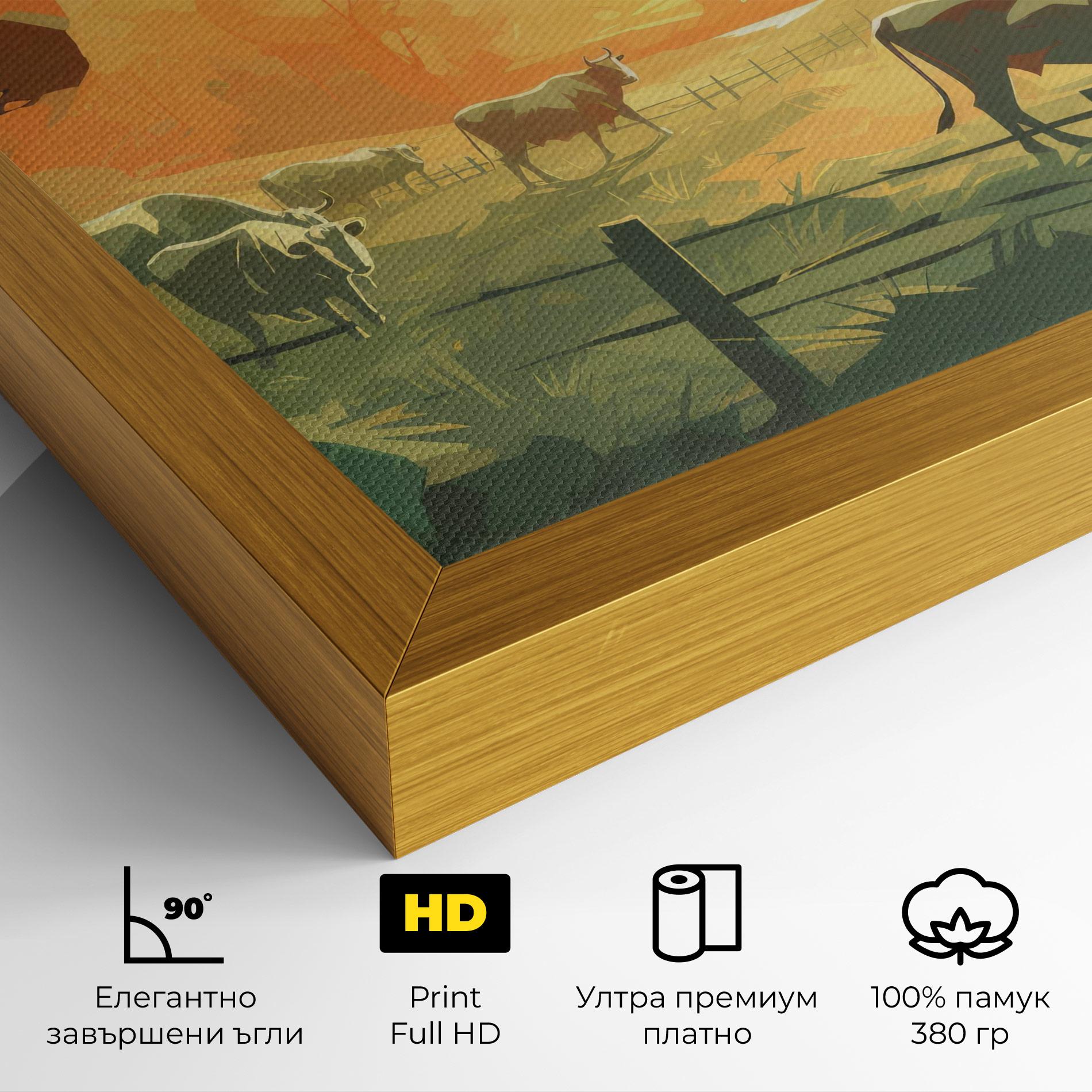Картина на платно Cows Grazing mockup 4