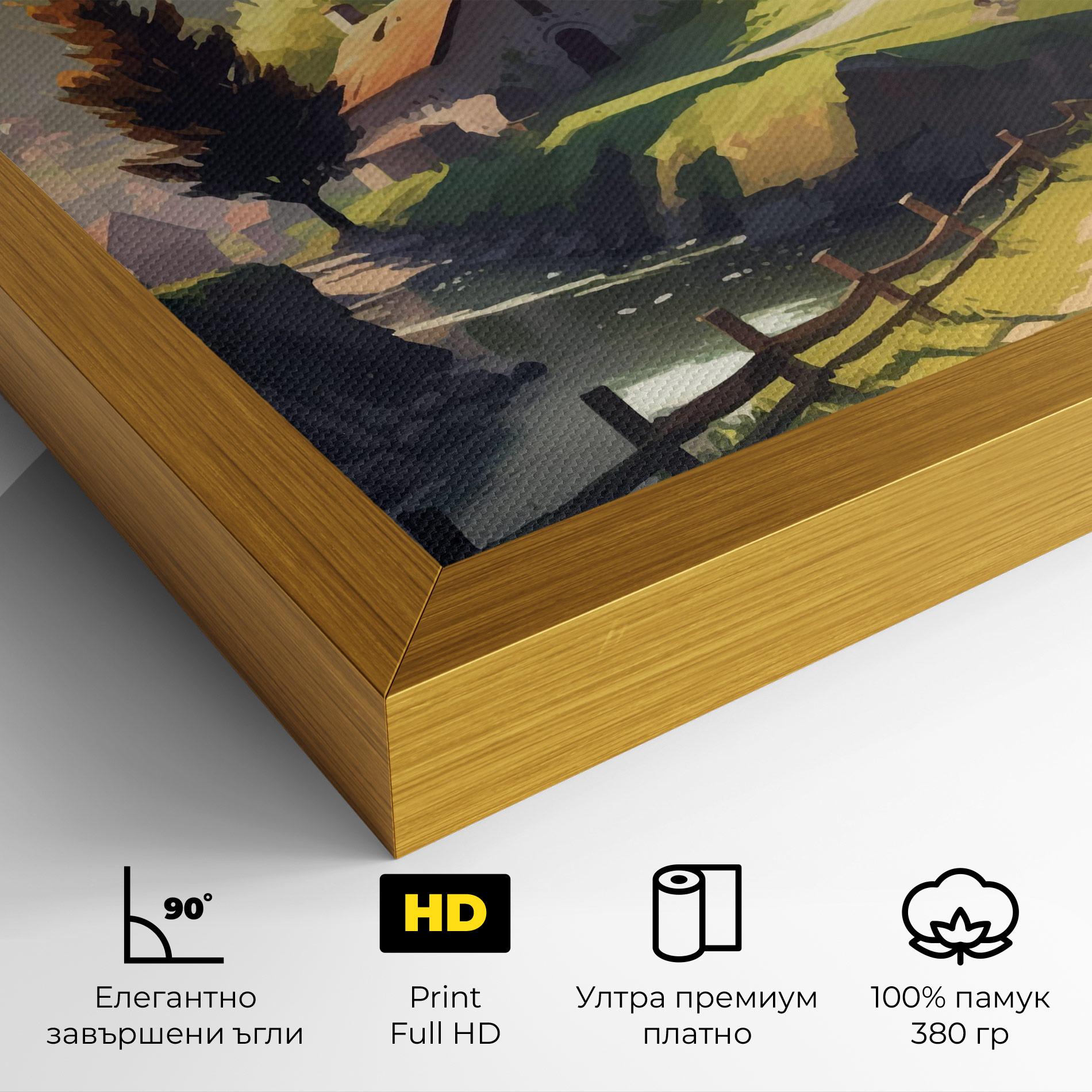 Картина на платно Village Church Art mockup 4