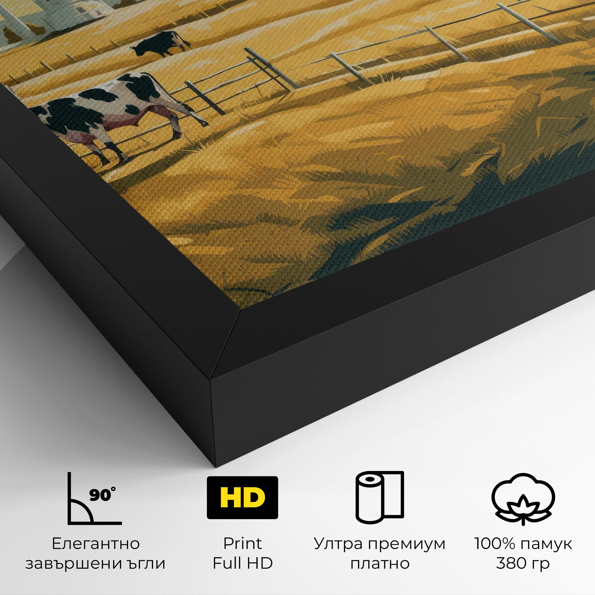 Картина на платно Cows Sunlight Farm mockup 4