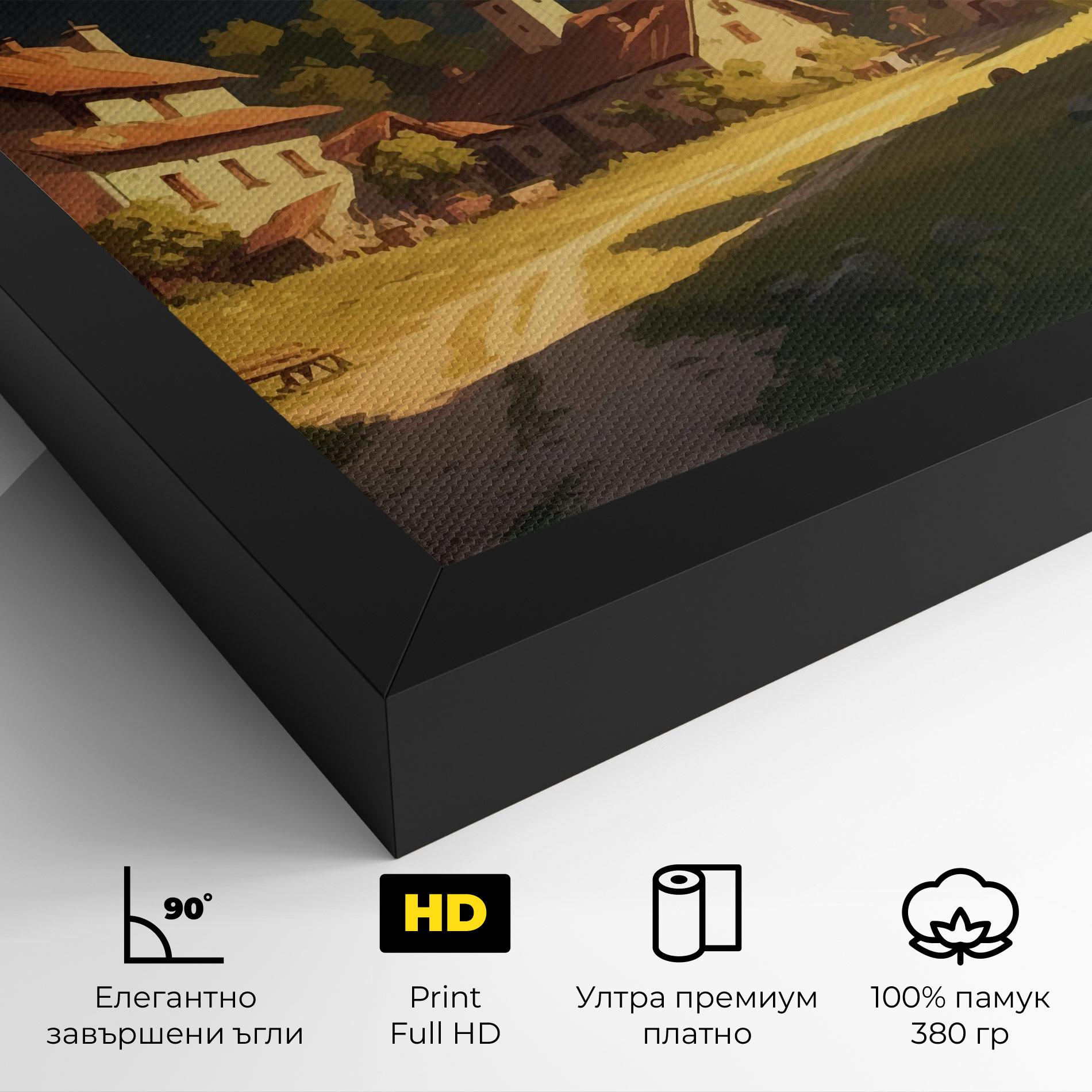 Картина на платно Grassy Village View mockup 4