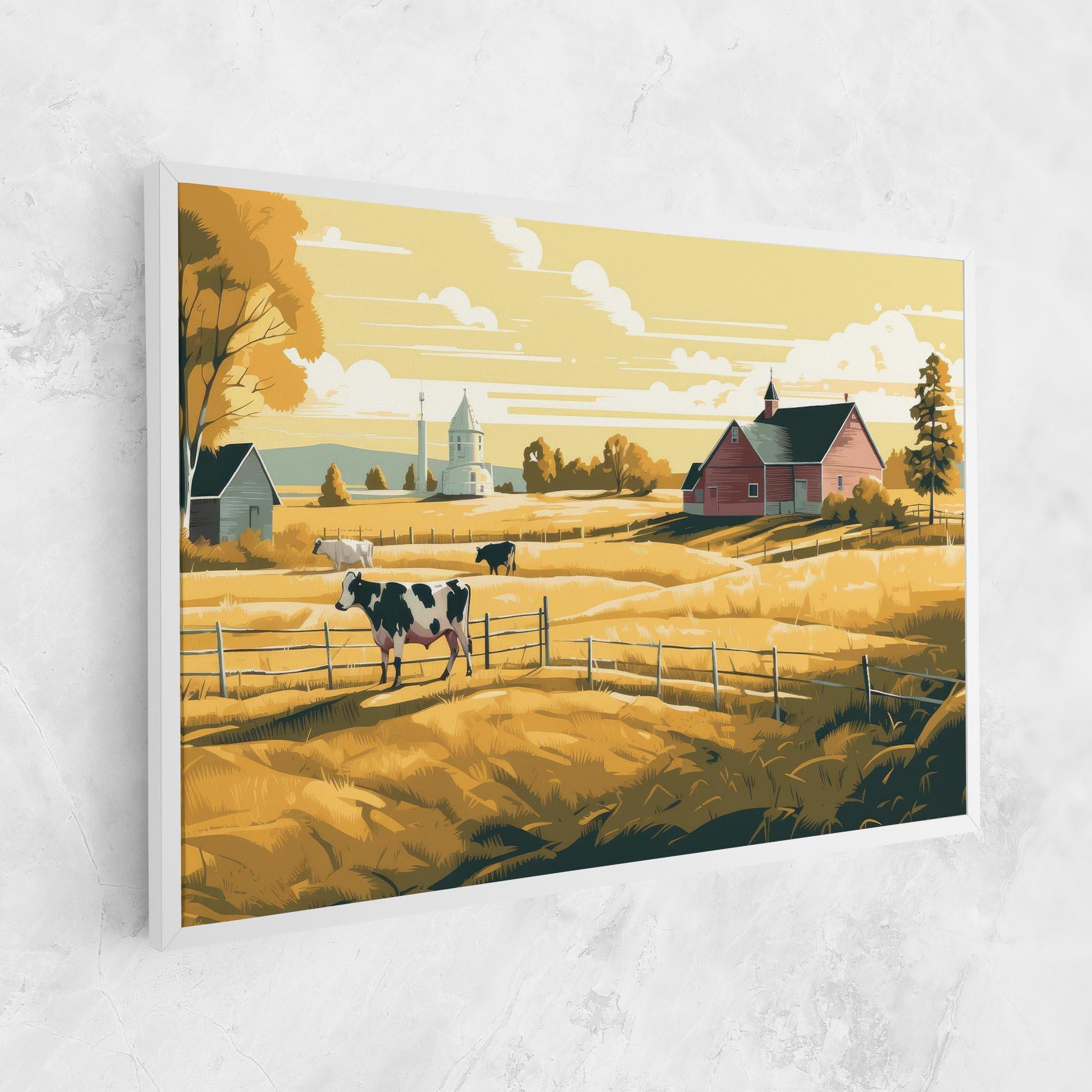 Картина на платно Cows Sunlight Farm mockup 1