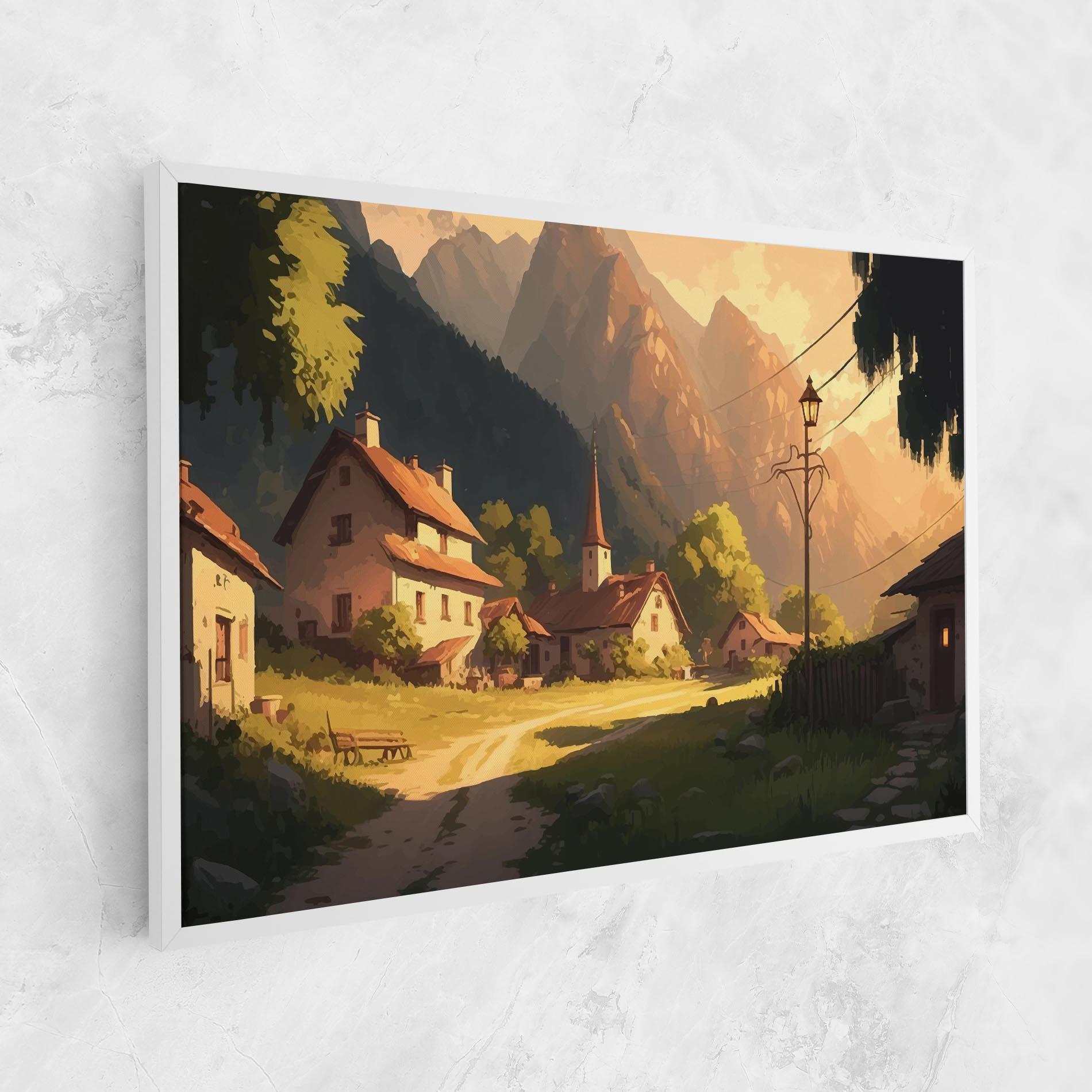 Картина на платно Grassy Village View mockup 1