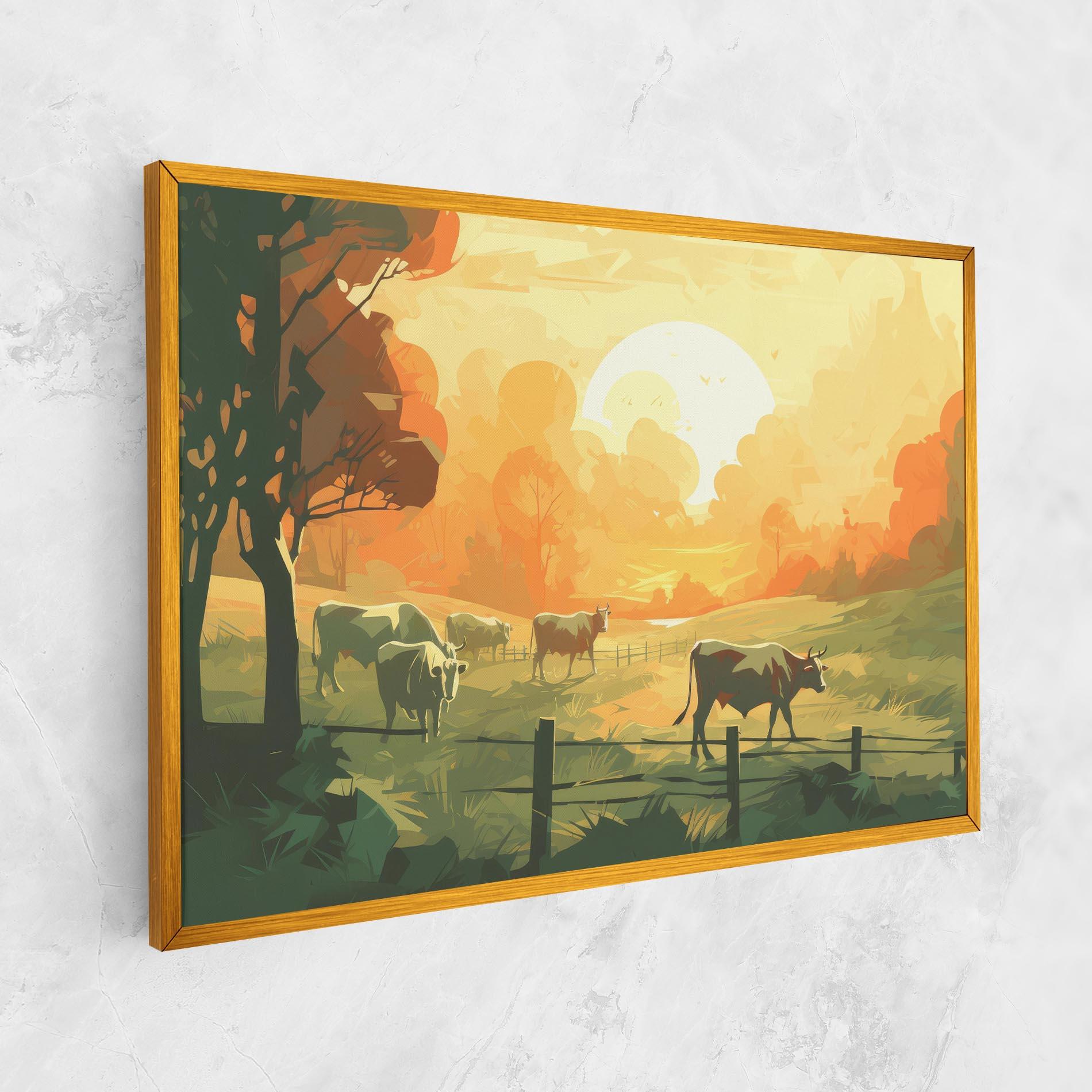 Картина на платно Cows Grazing mockup 1