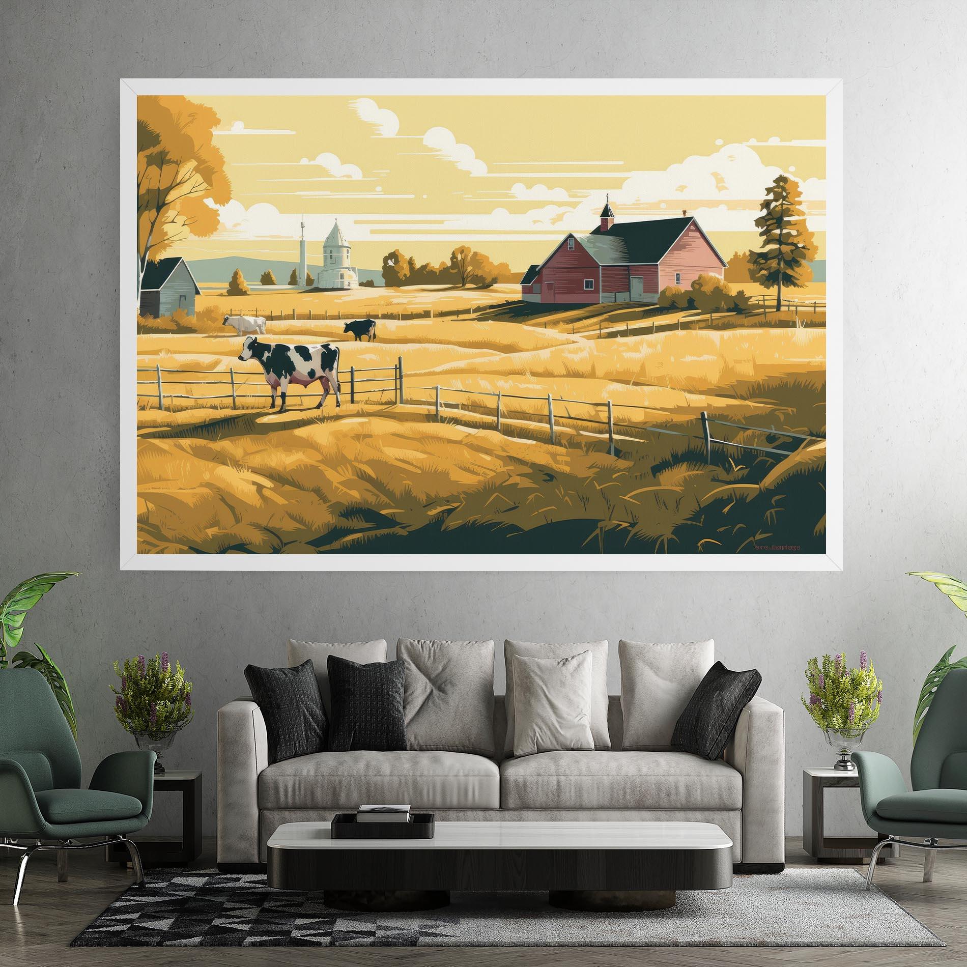 Картина на платно Cows Sunlight Farm mockup 7