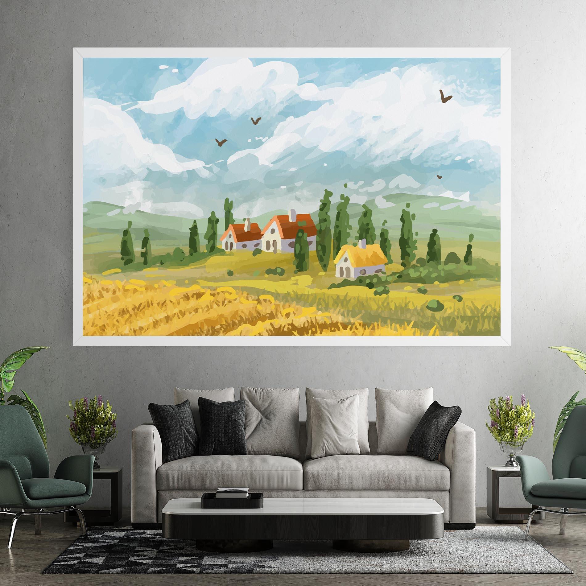 Картина на платно Orange Yellow House mockup 7