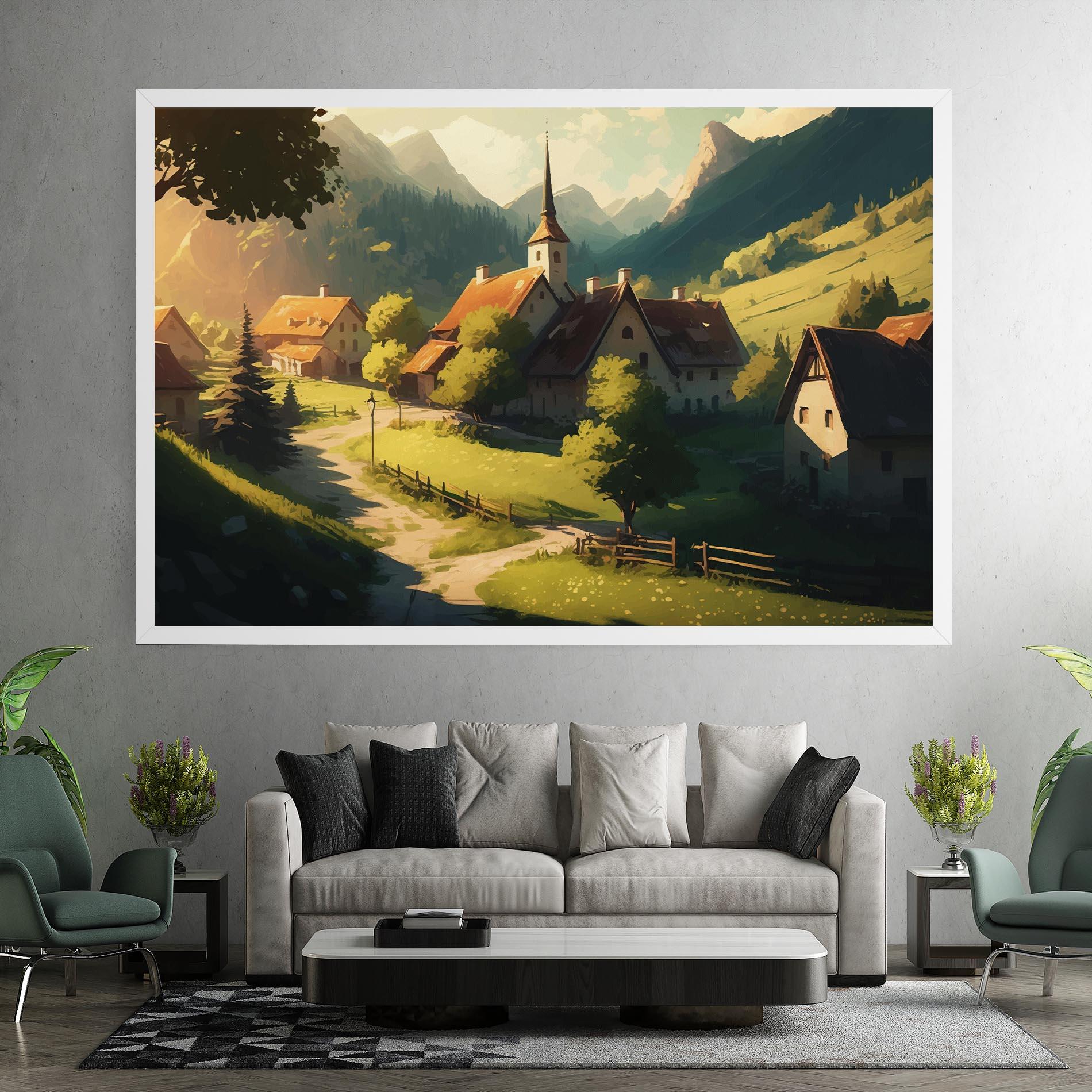 Картина на платно Village Dreamy View mockup 7