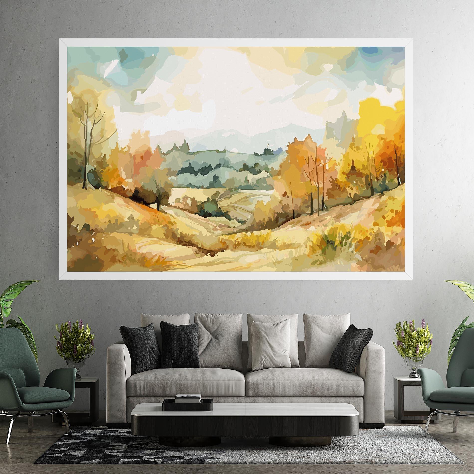 Картина на платно Yellow Rural Trees mockup 7