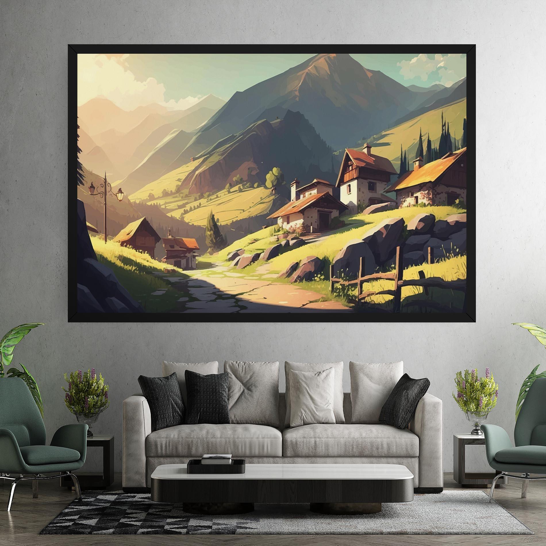 Картина на платно Grassy Mountain View mockup 7