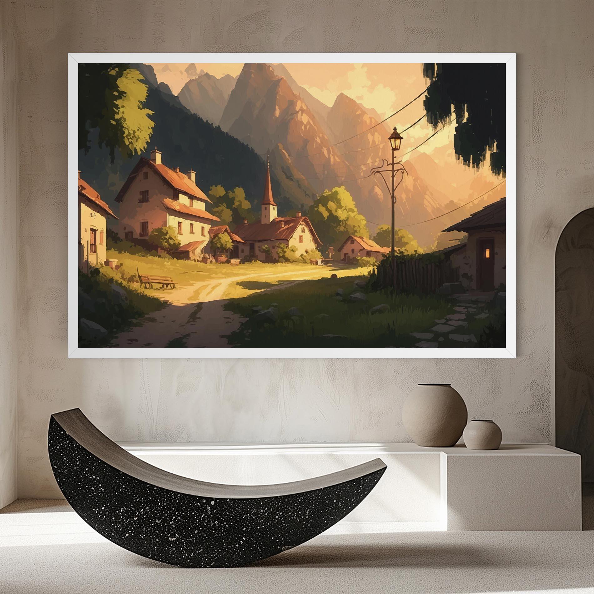 Картина на платно Grassy Village View mockup 8