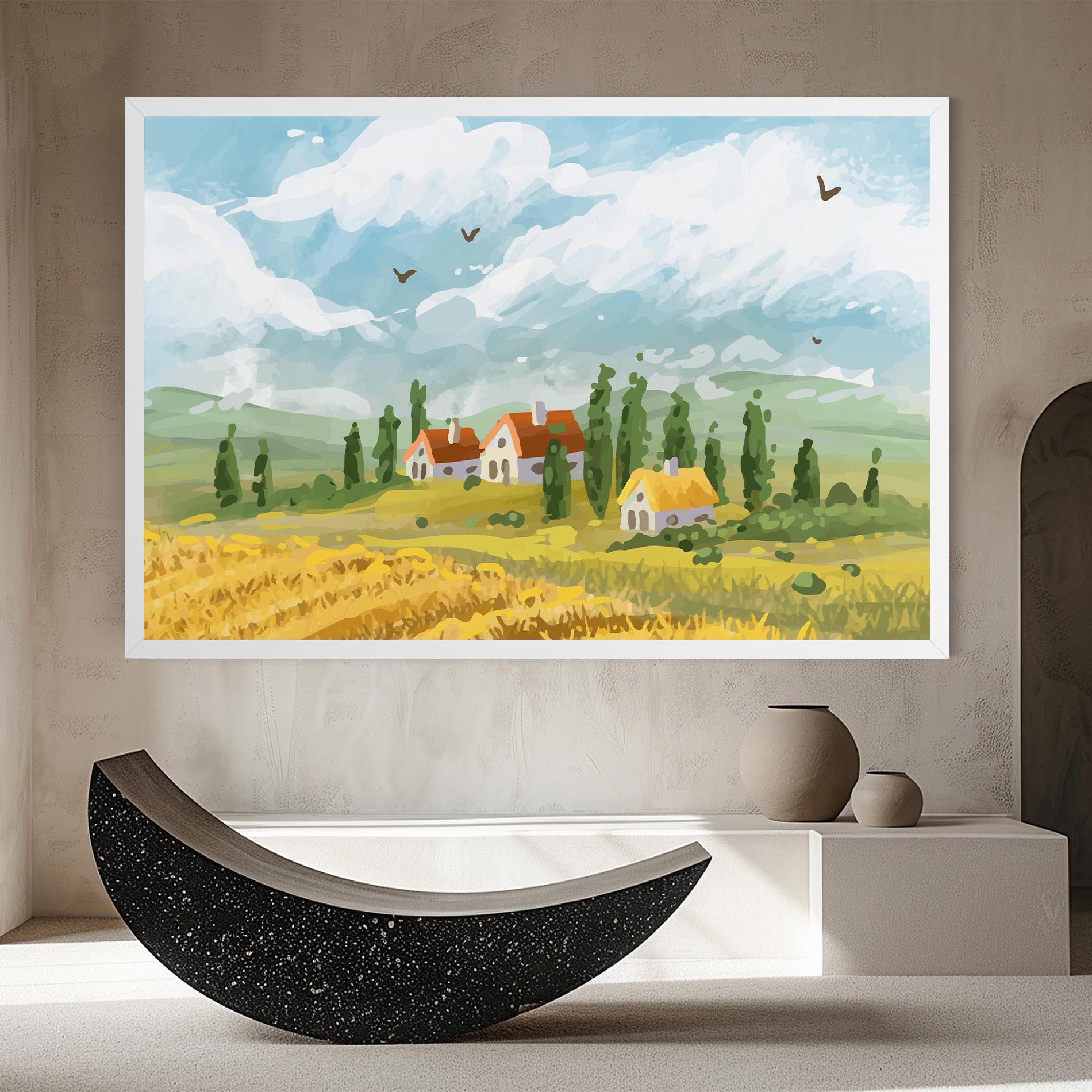 Картина на платно Orange Yellow House mockup 8