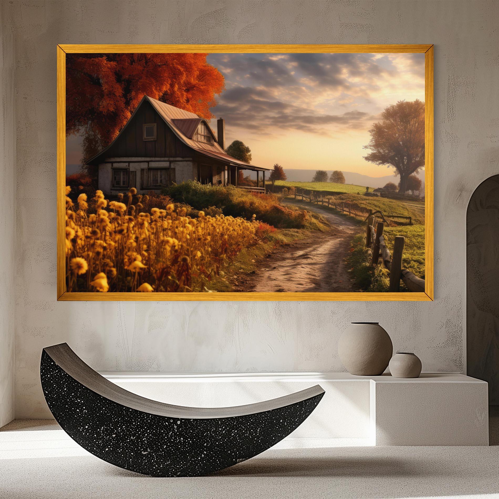 Картина на платно Autumn Farm House mockup 8