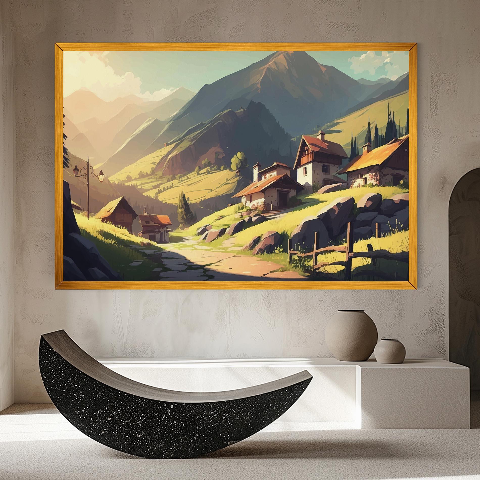 Картина на платно Grassy Mountain View mockup 8