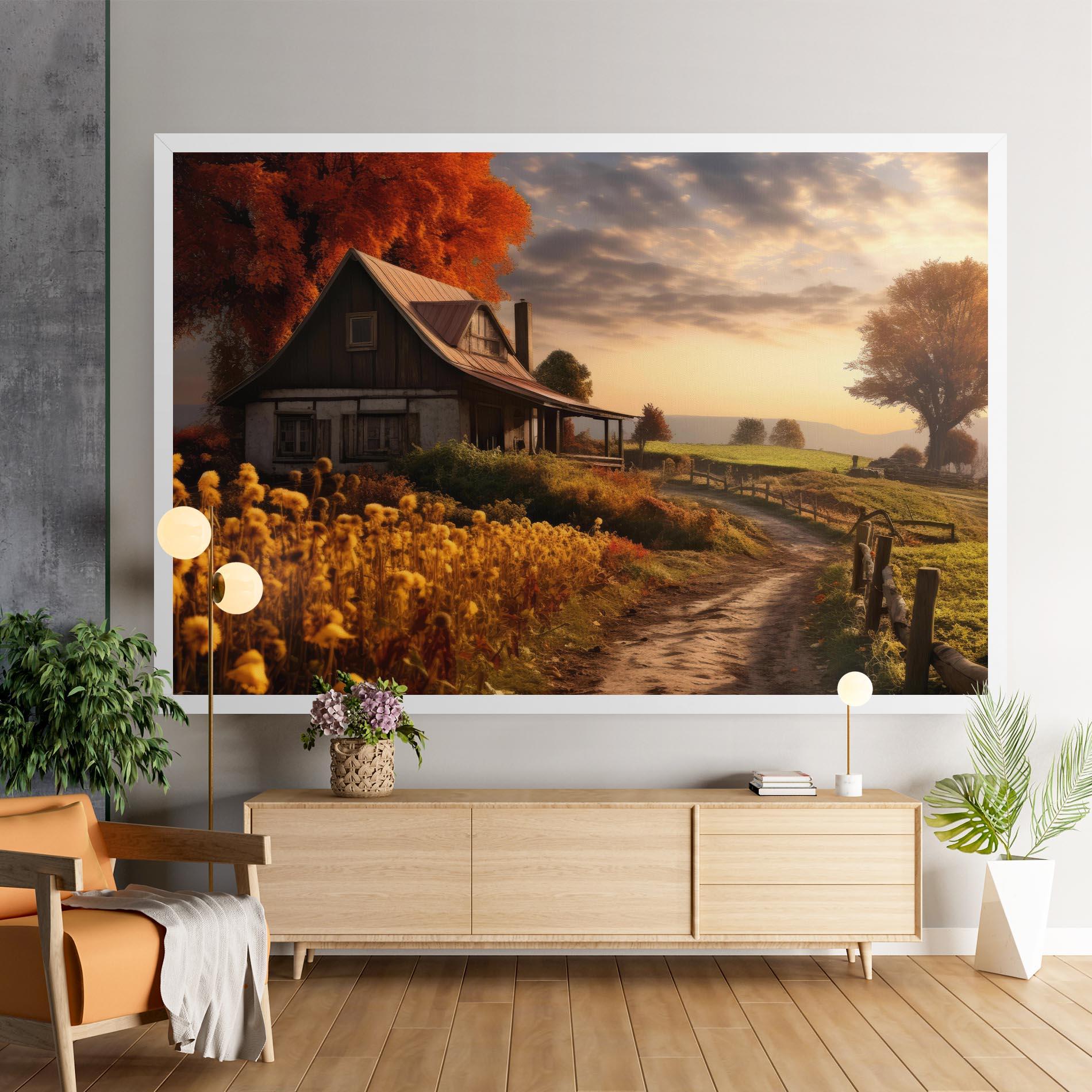 Картина на платно Autumn Farm House mockup 9