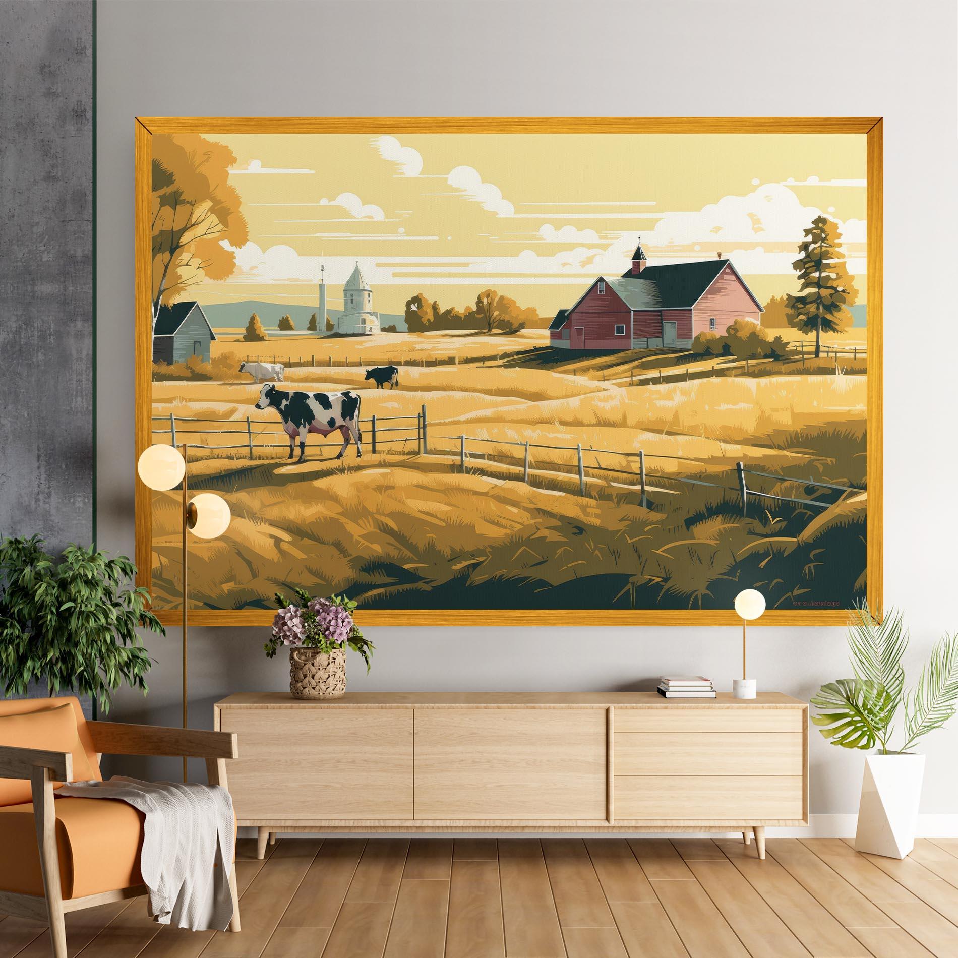 Картина на платно Cows Sunlight Farm mockup 9