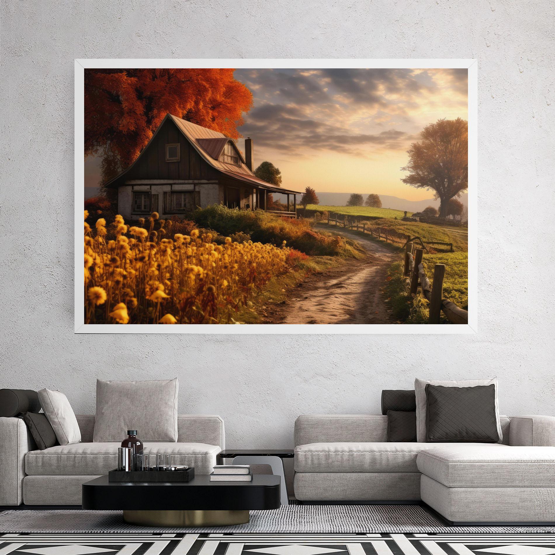 Картина на платно Autumn Farm House mockup 2