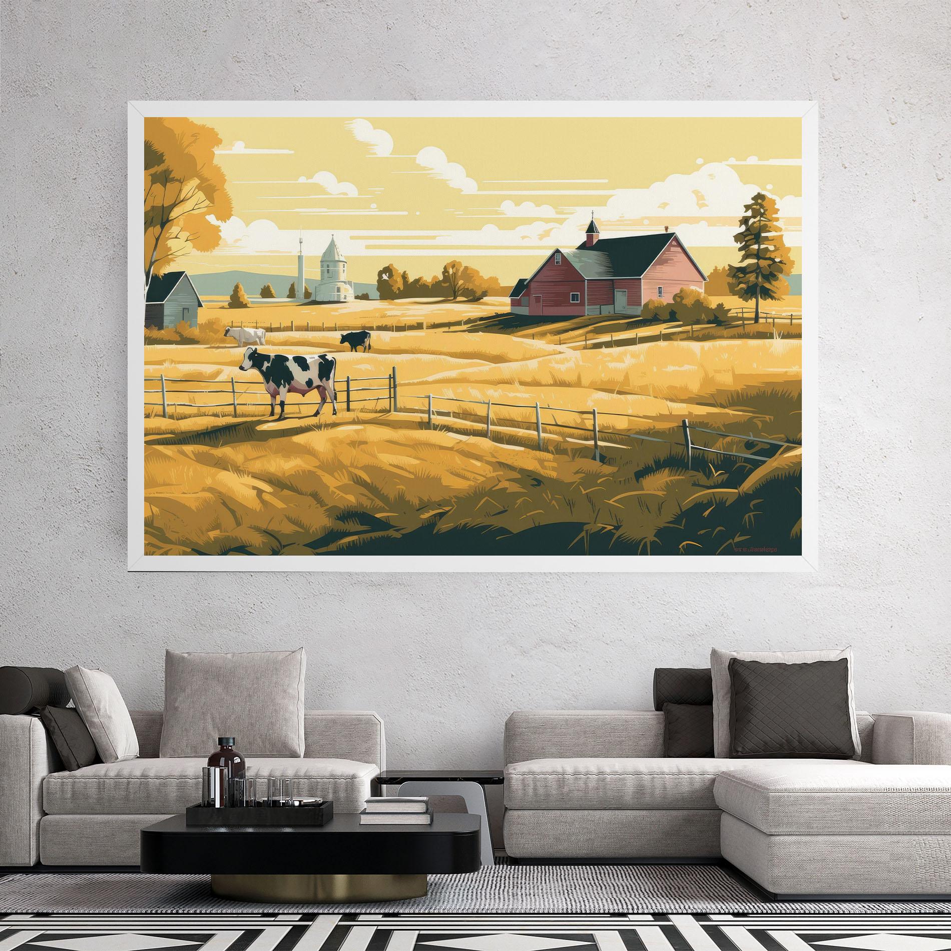 Картина на платно Cows Sunlight Farm mockup 2