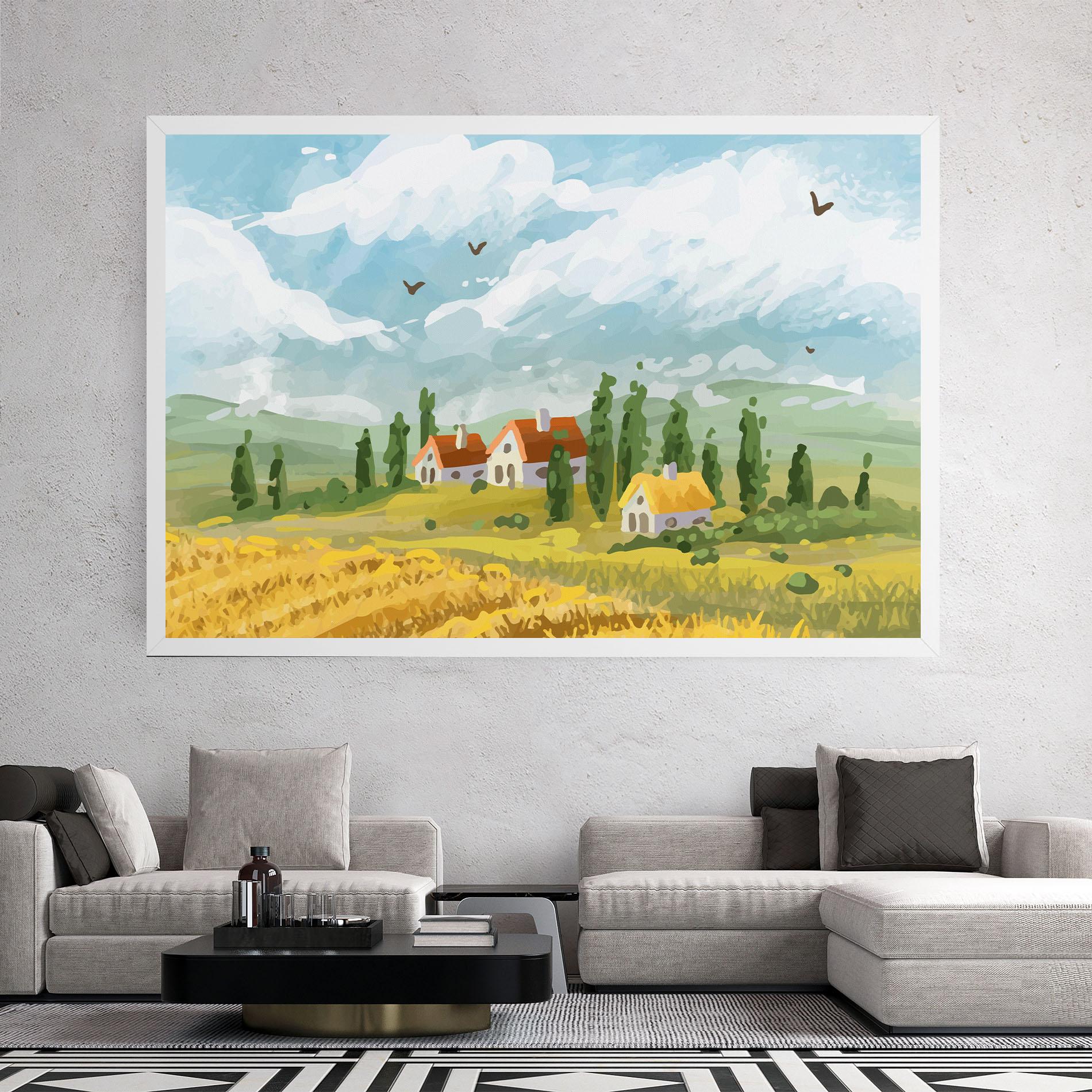 Картина на платно Orange Yellow House mockup 2