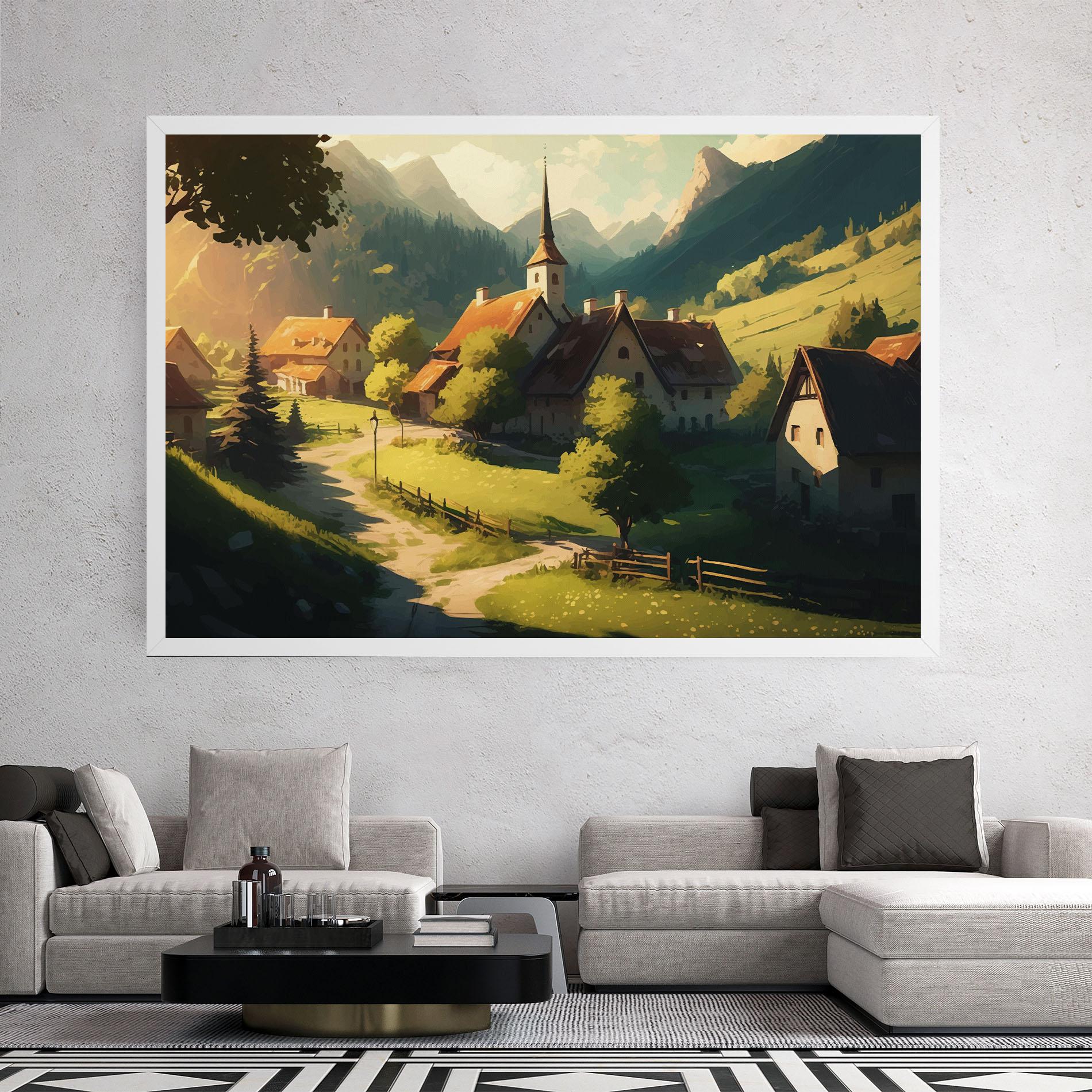 Картина на платно Village Dreamy View mockup 2
