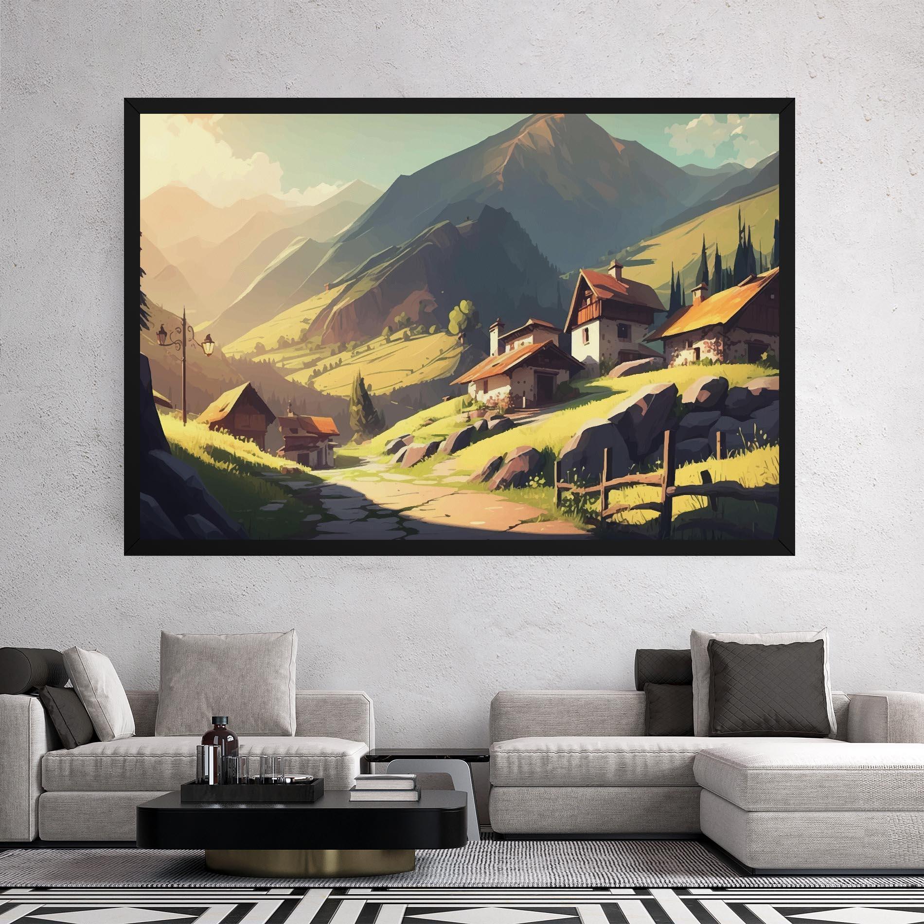 Картина на платно Grassy Mountain View mockup 2