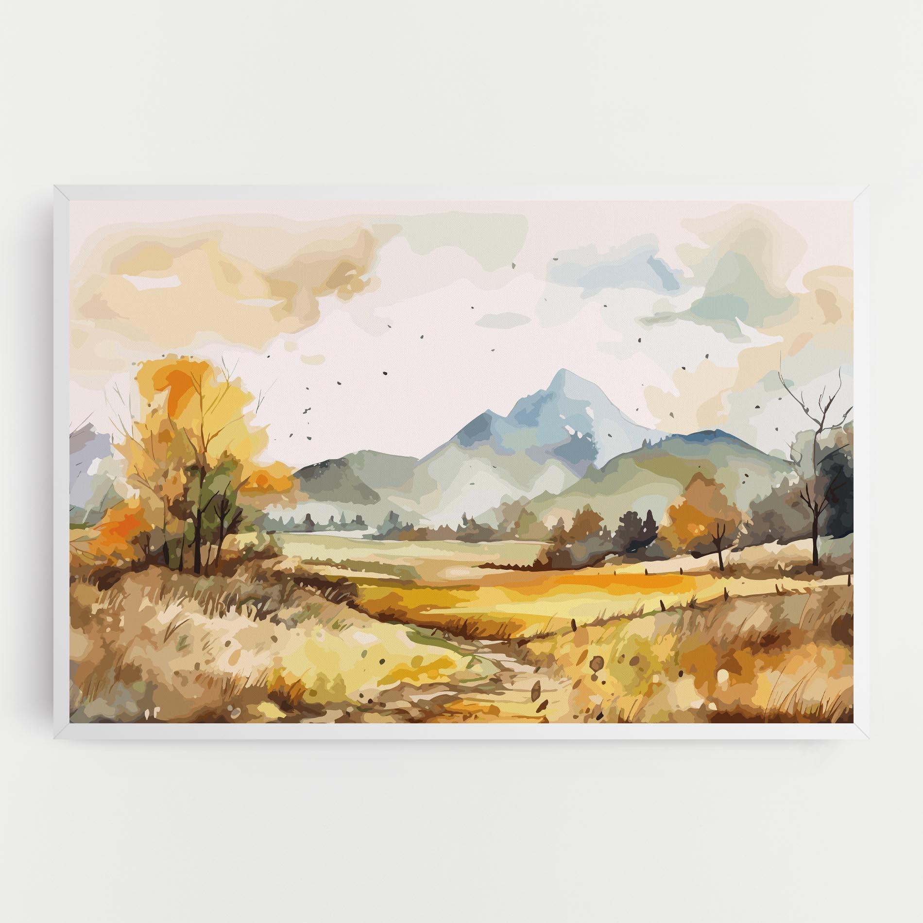Картина на платно Yellow Blue Autumn mockup 0