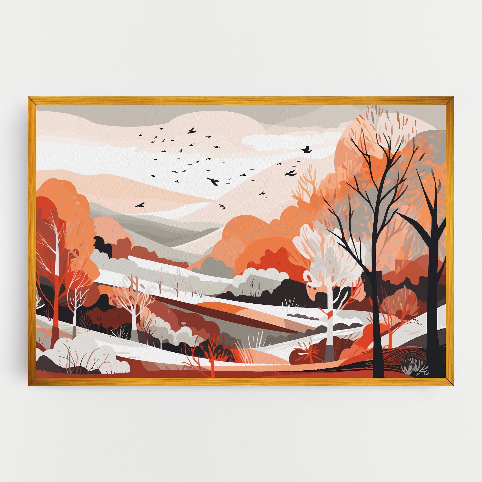 Картина на платно Grey Orange Autumn mockup 0