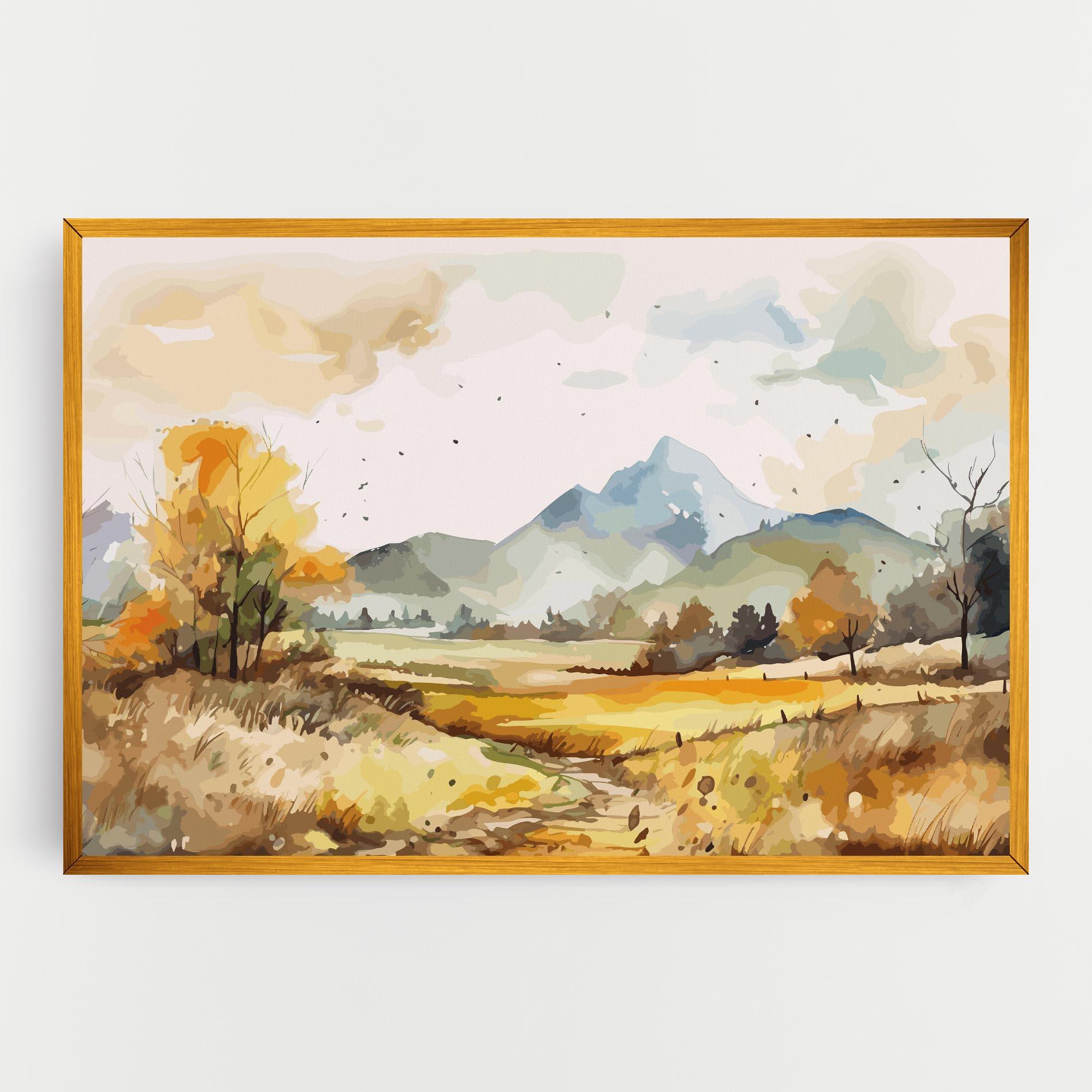 Картина на платно Yellow Blue Autumn mockup 0