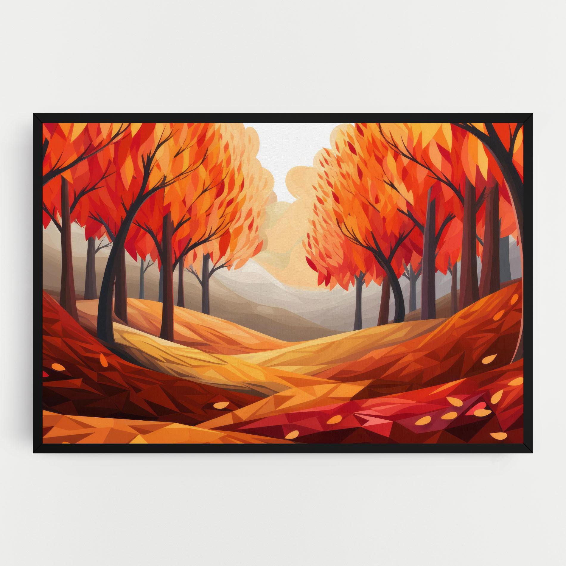 Картина на платно Red Trees Art mockup 0