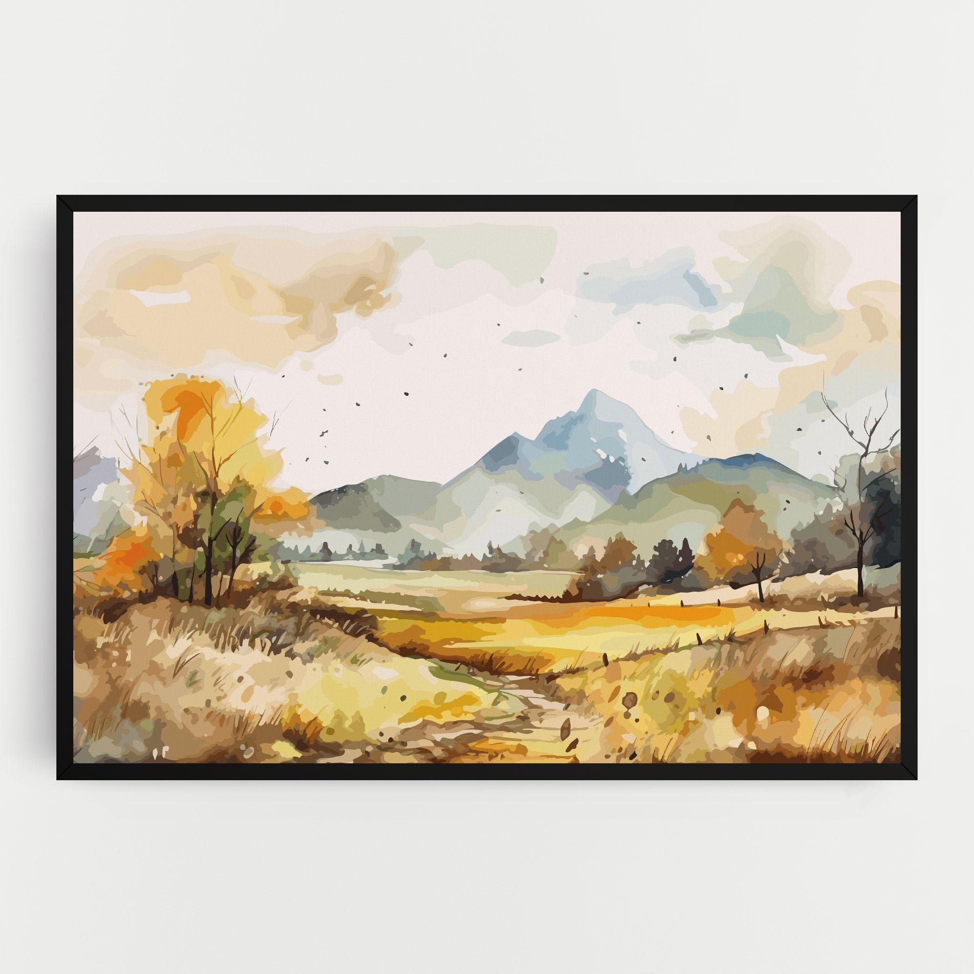 Картина на платно Yellow Blue Autumn mockup 0
