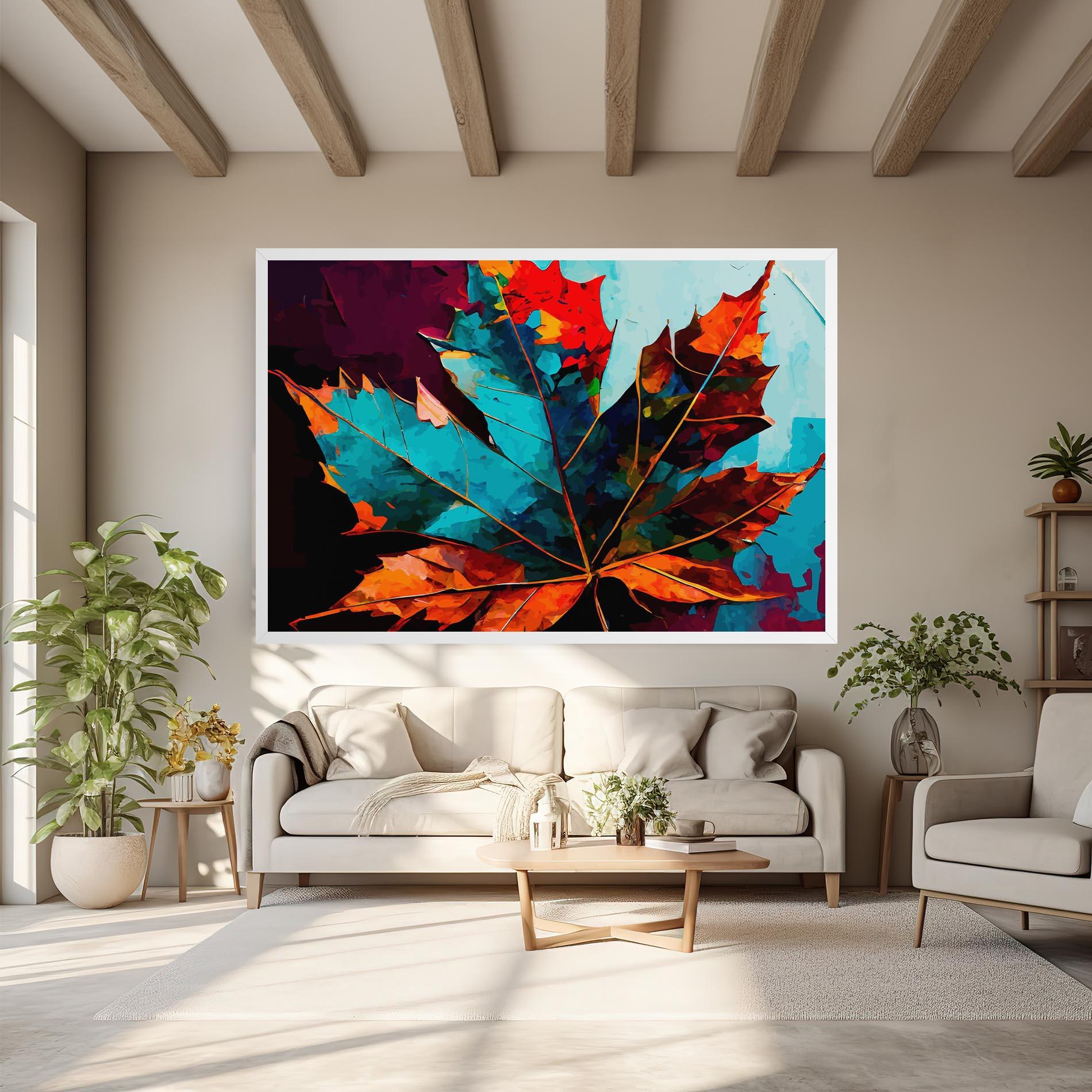 Картина на платно Blue Orange Leaf mockup 6