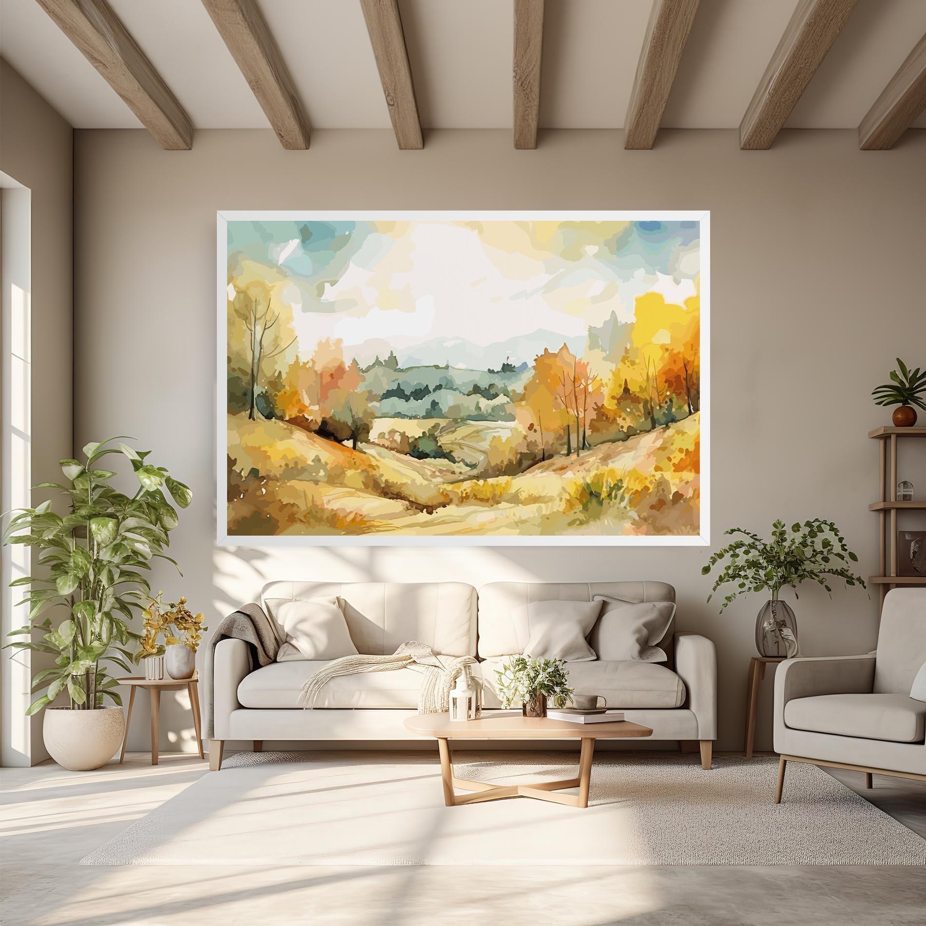 Картина на платно Green Yellow Autumn mockup 6