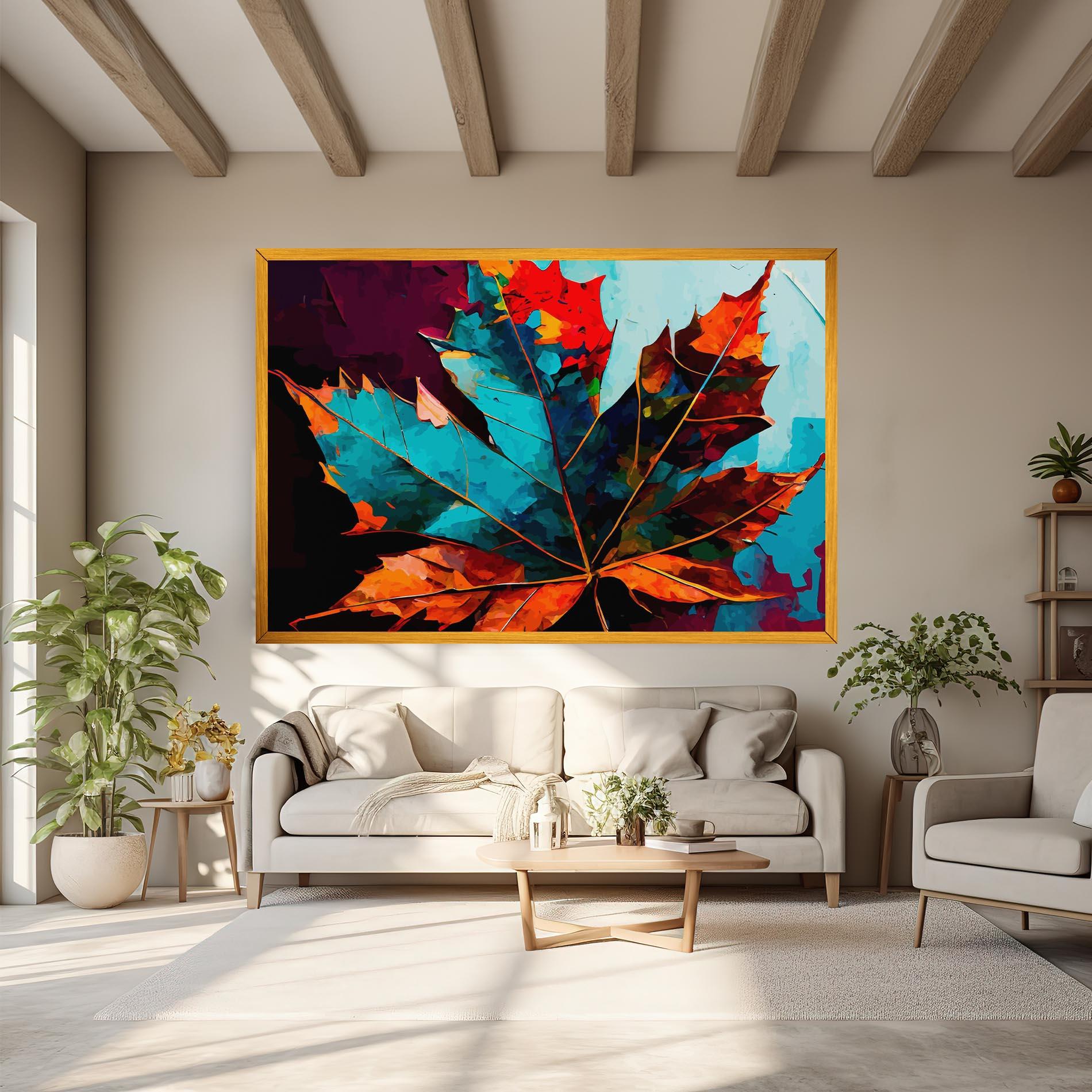 Картина на платно Blue Orange Leaf mockup 6