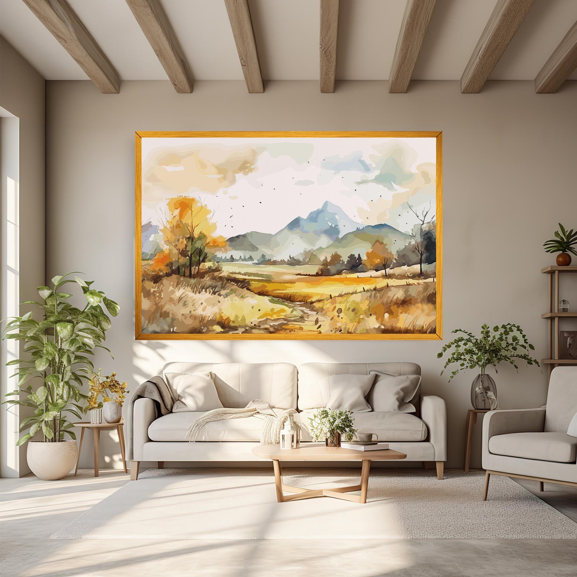 Картина на платно Yellow Blue Autumn mockup 6