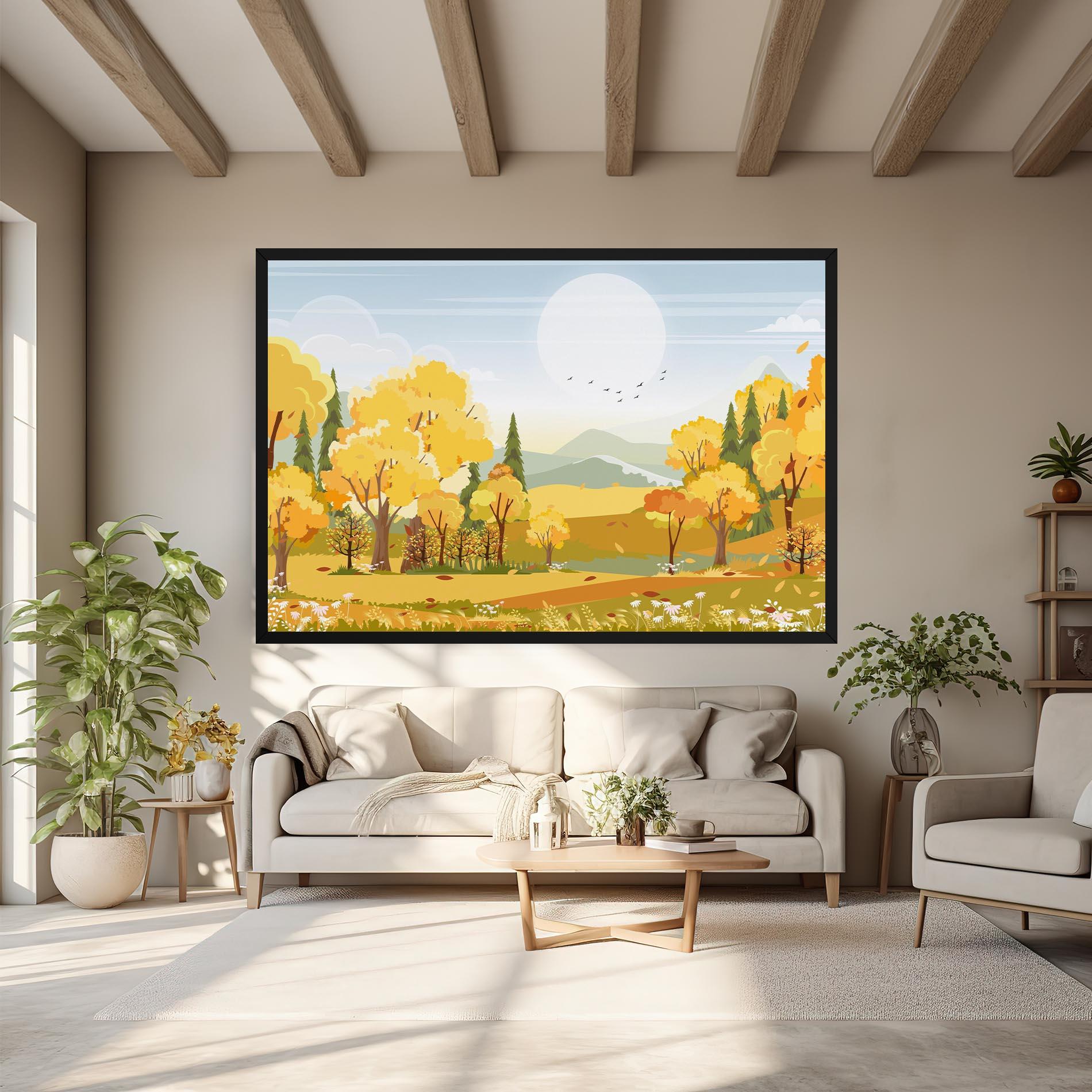 Картина на платно Autumn Yellow View mockup 6