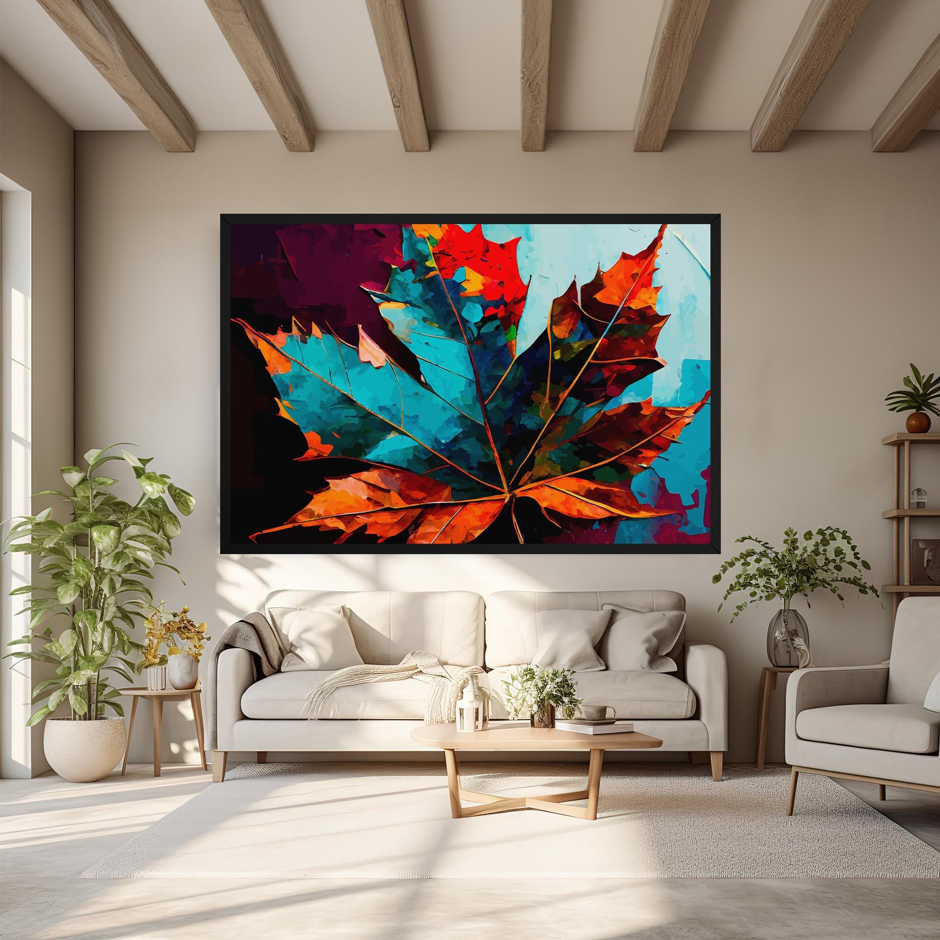 Картина на платно Blue Orange Leaf mockup 6