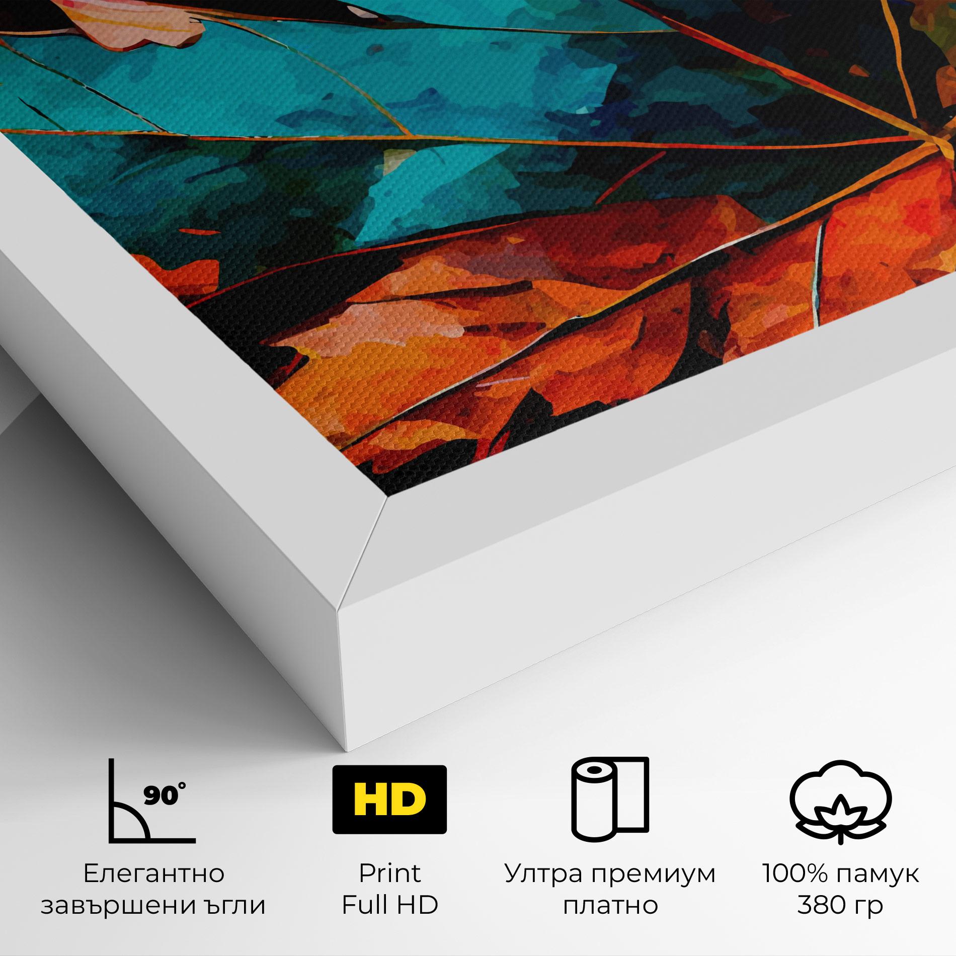 Картина на платно Blue Orange Leaf mockup 4