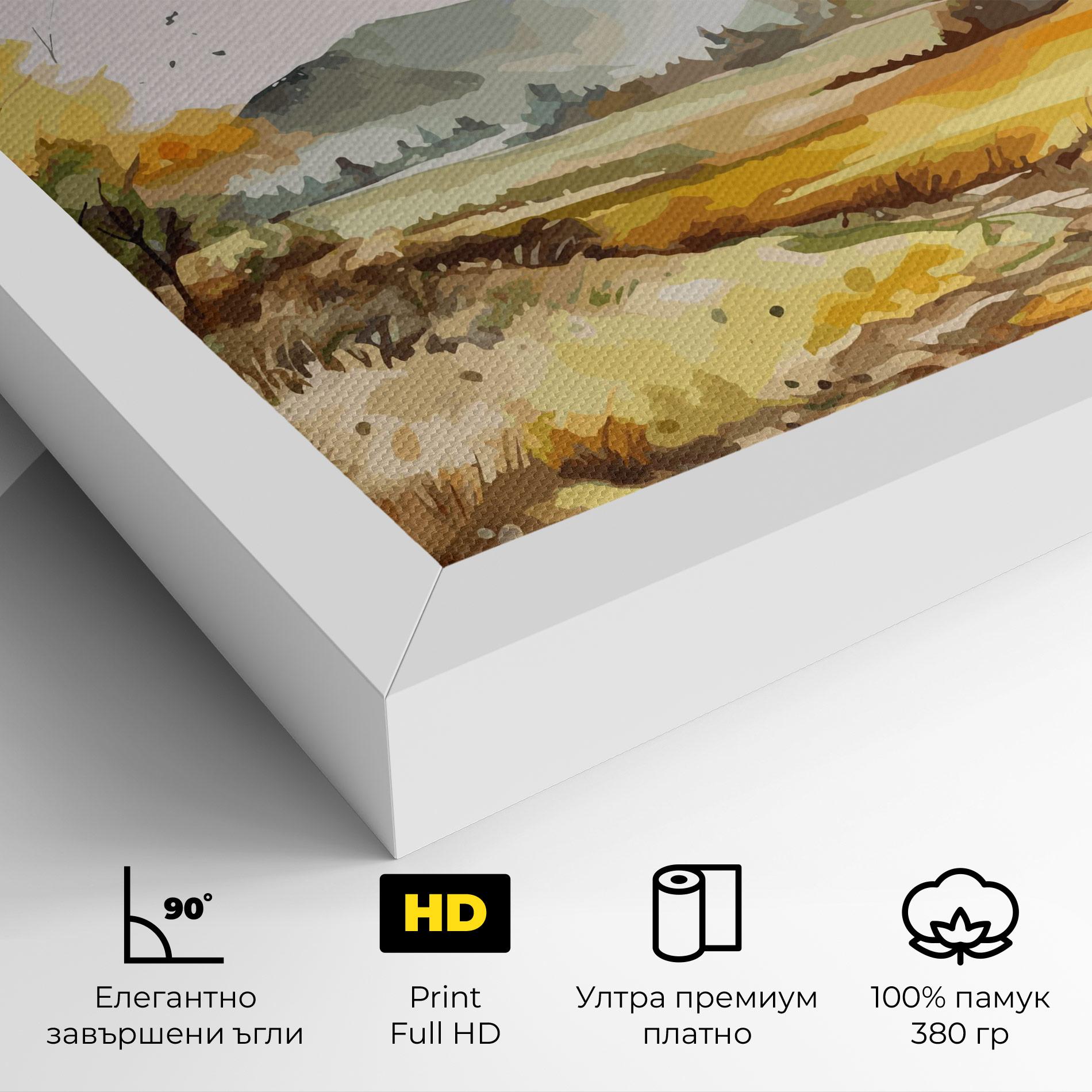 Картина на платно Yellow Blue Autumn mockup 4