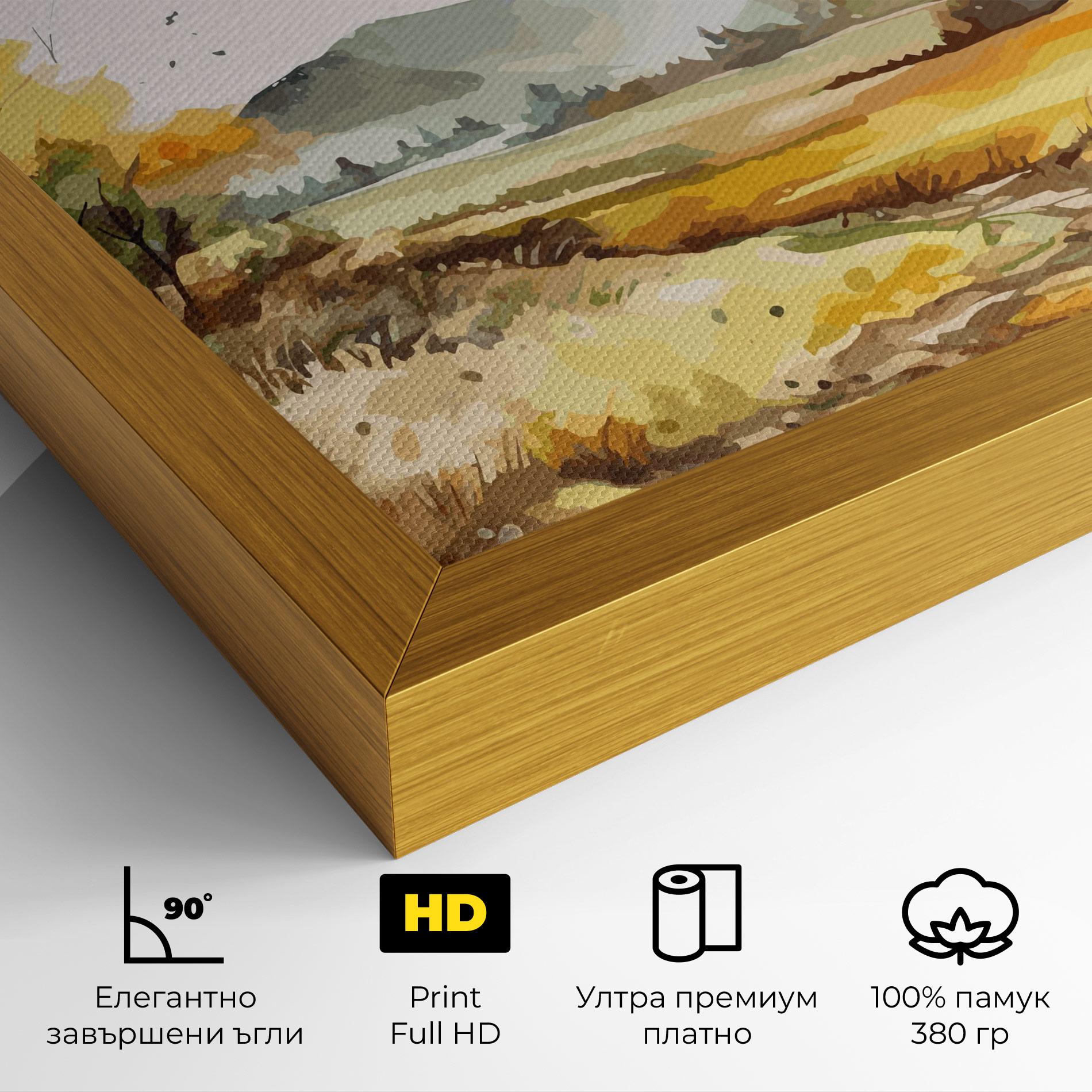 Картина на платно Yellow Blue Autumn mockup 4