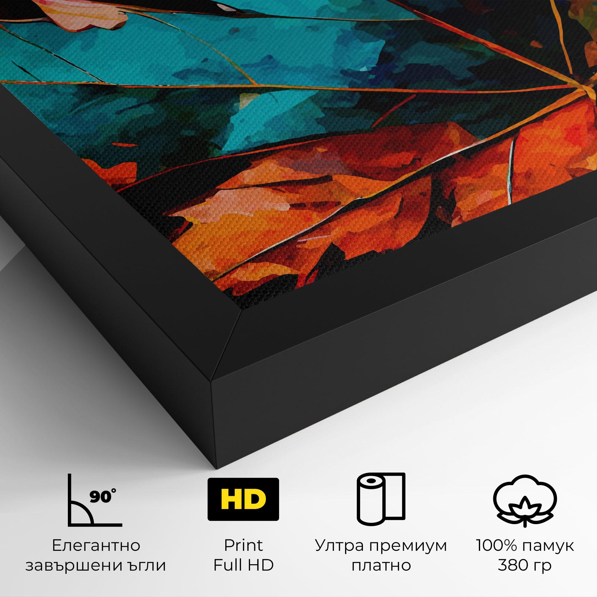 Картина на платно Blue Orange Leaf mockup 4