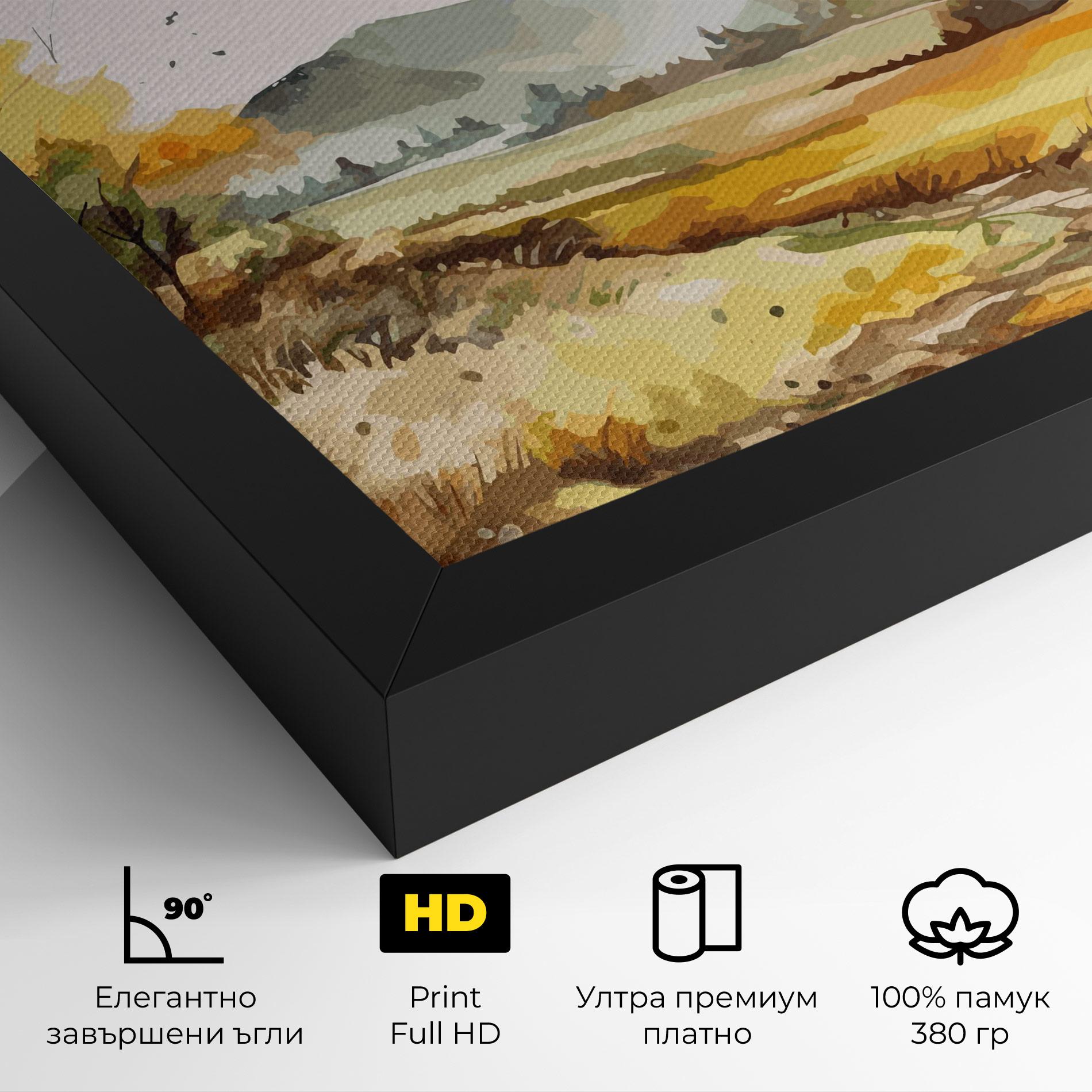 Картина на платно Yellow Blue Autumn mockup 4